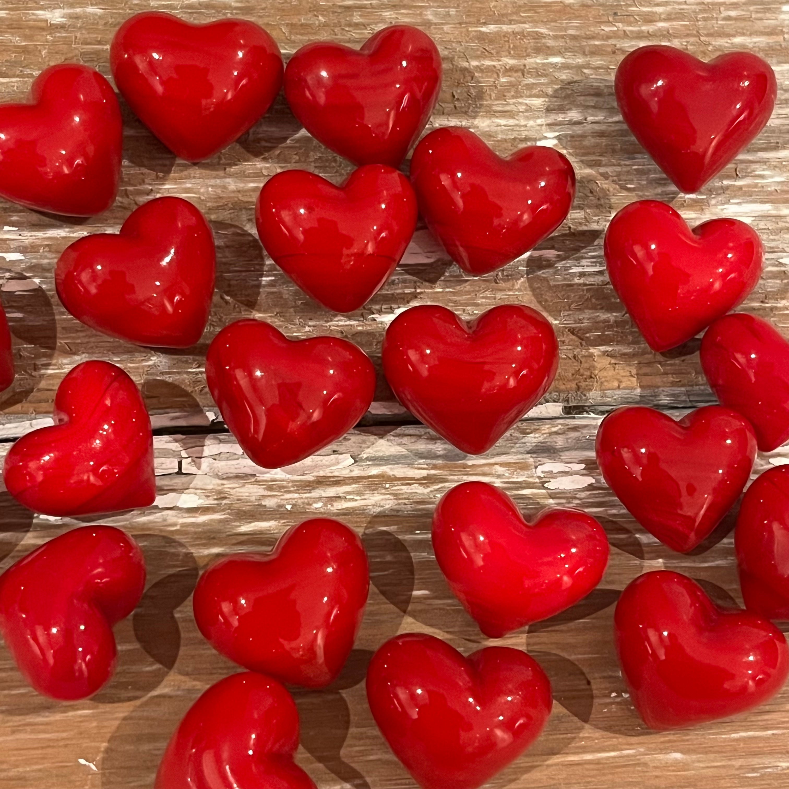 Tiny Red Glass Hearts