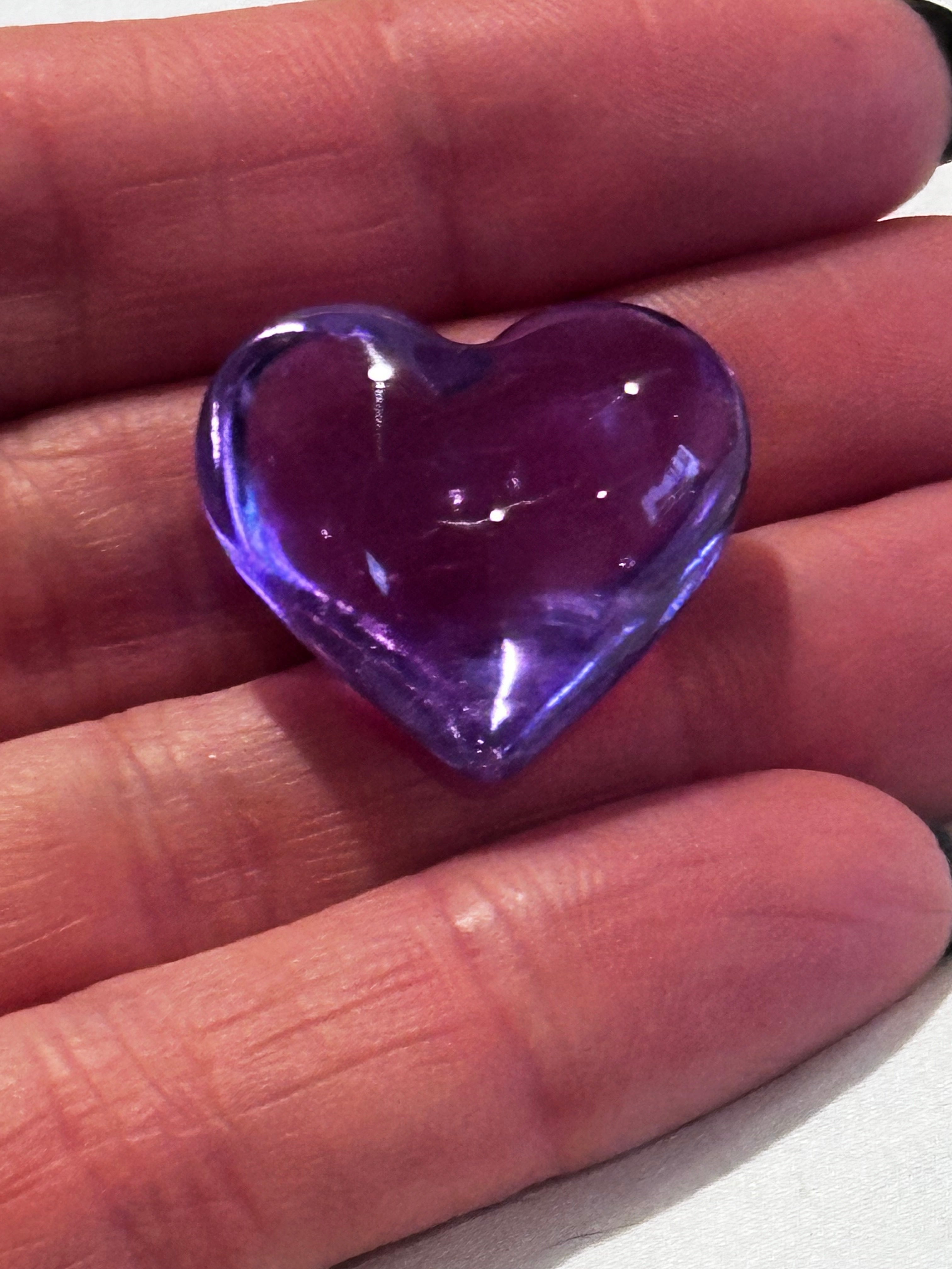 Tiny Purple Hand Blown Glass Hearts