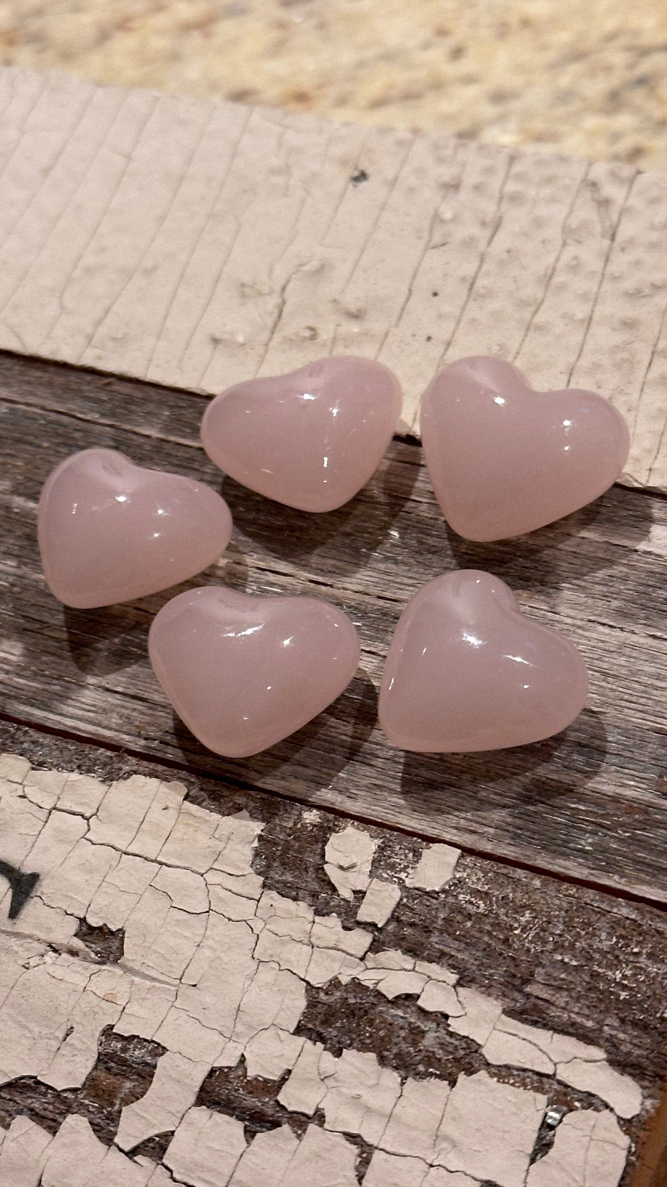 Tiny Pink Hand Blown Glass Hearts