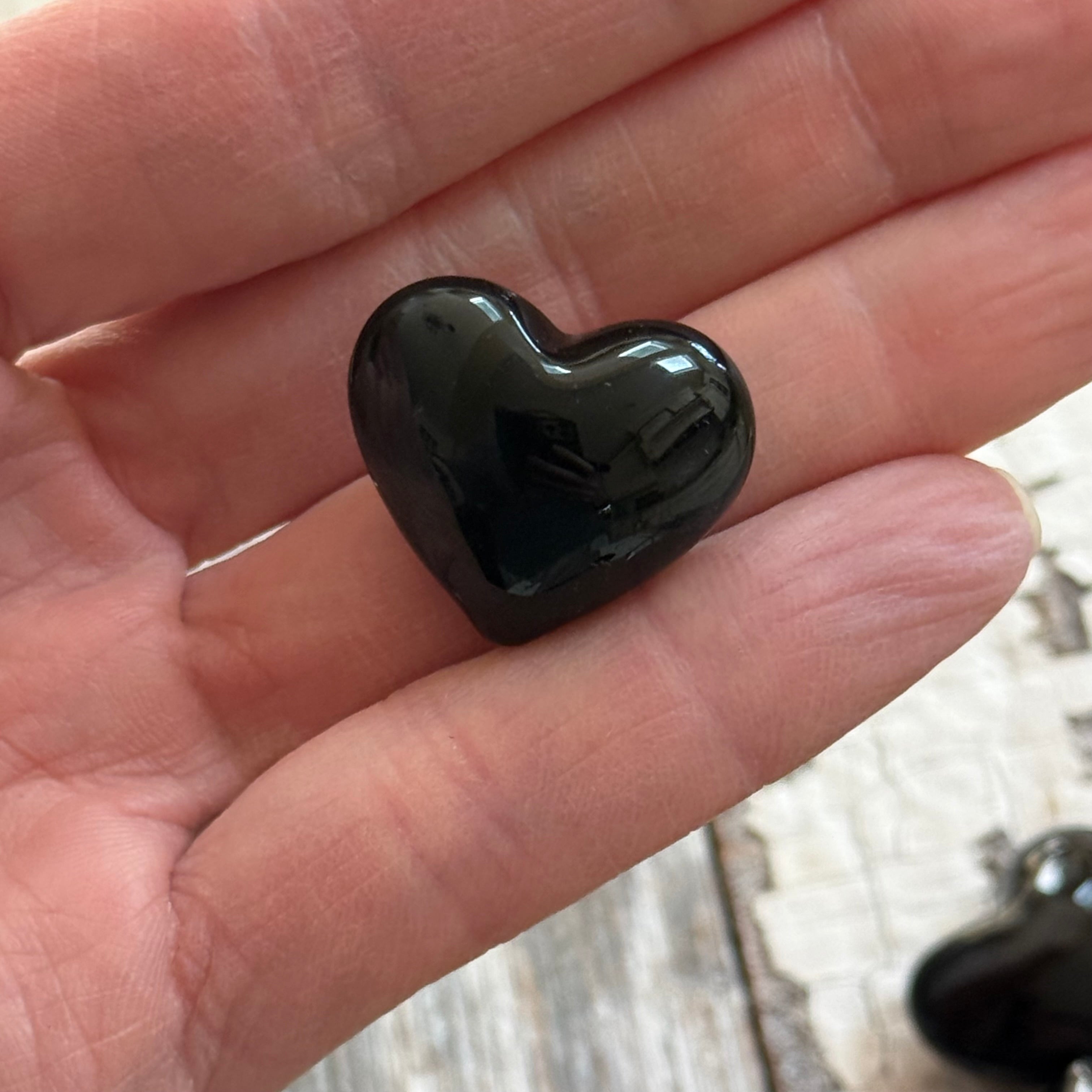 Black Hand Blown Glass Hearts