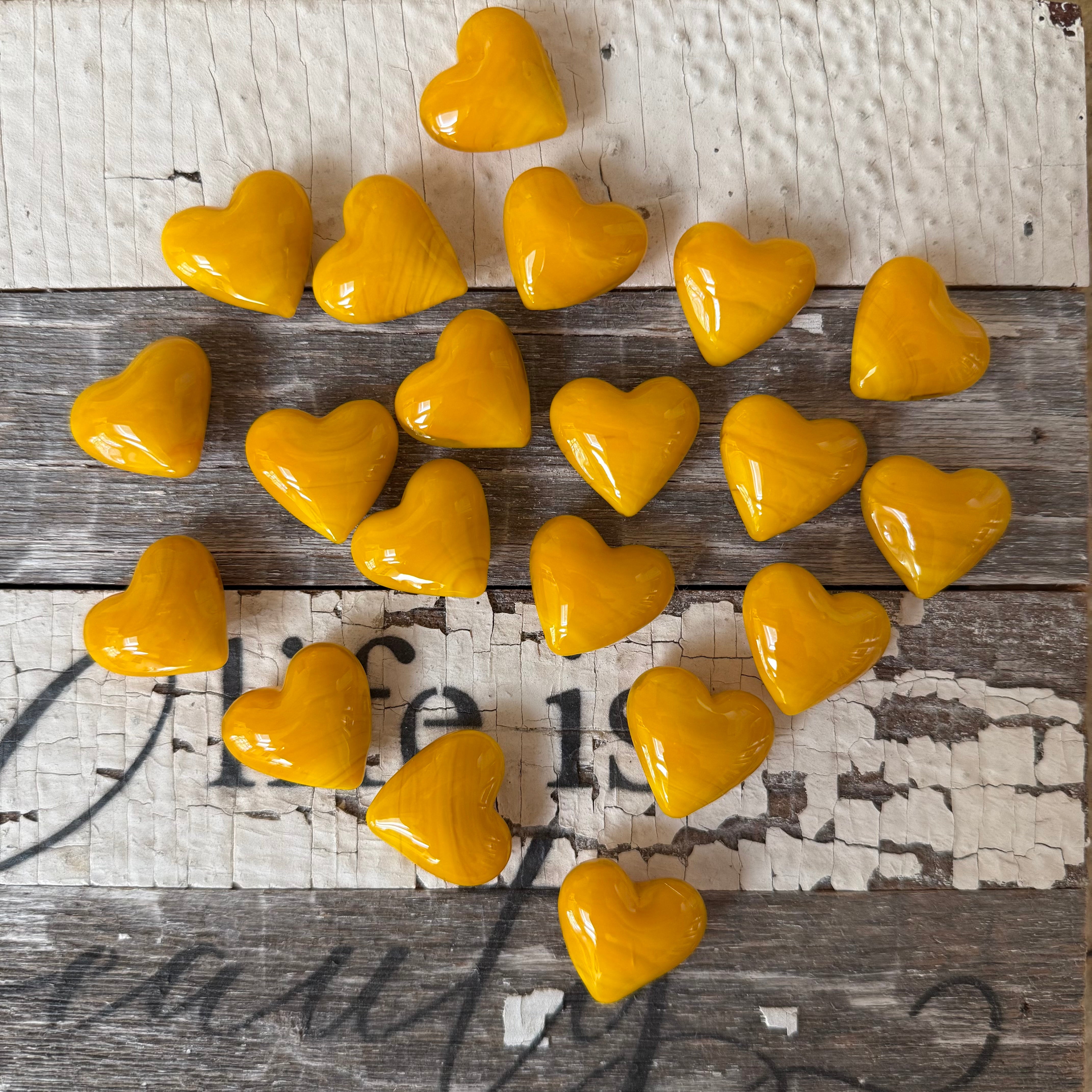 Tiny Gold Puffy Glass Hearts