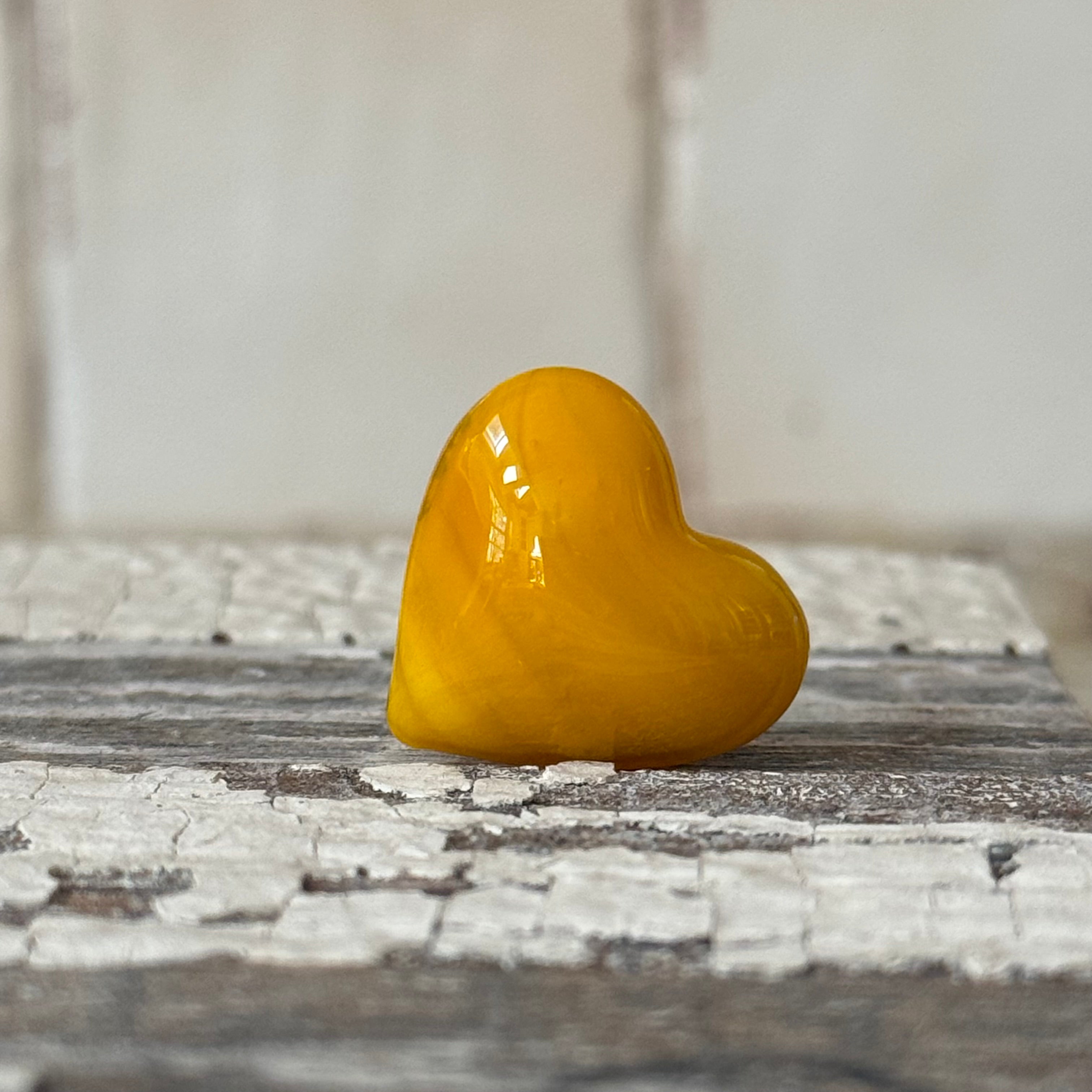 Tiny Gold Puffy Glass Hearts