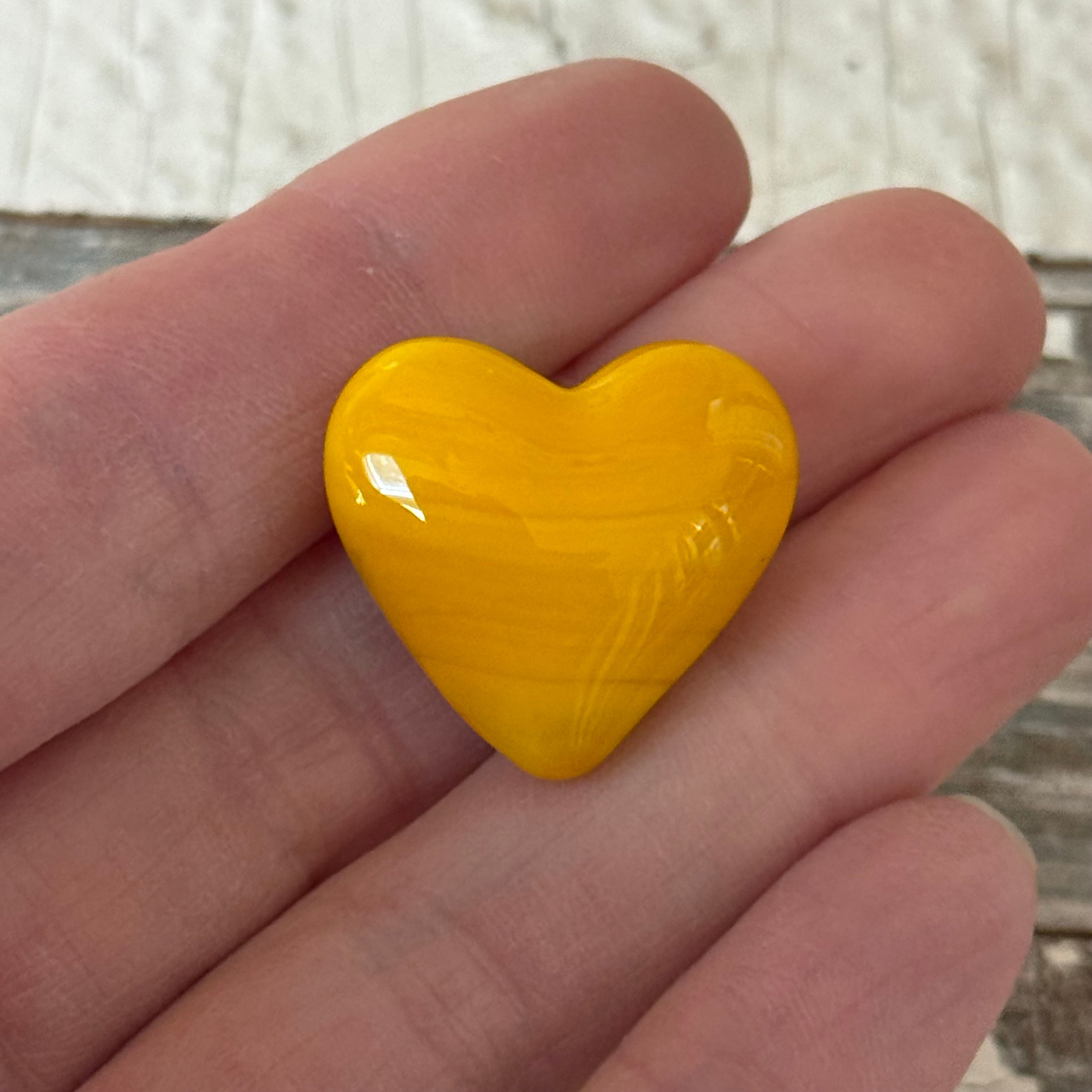 Tiny Gold Puffy Glass Hearts
