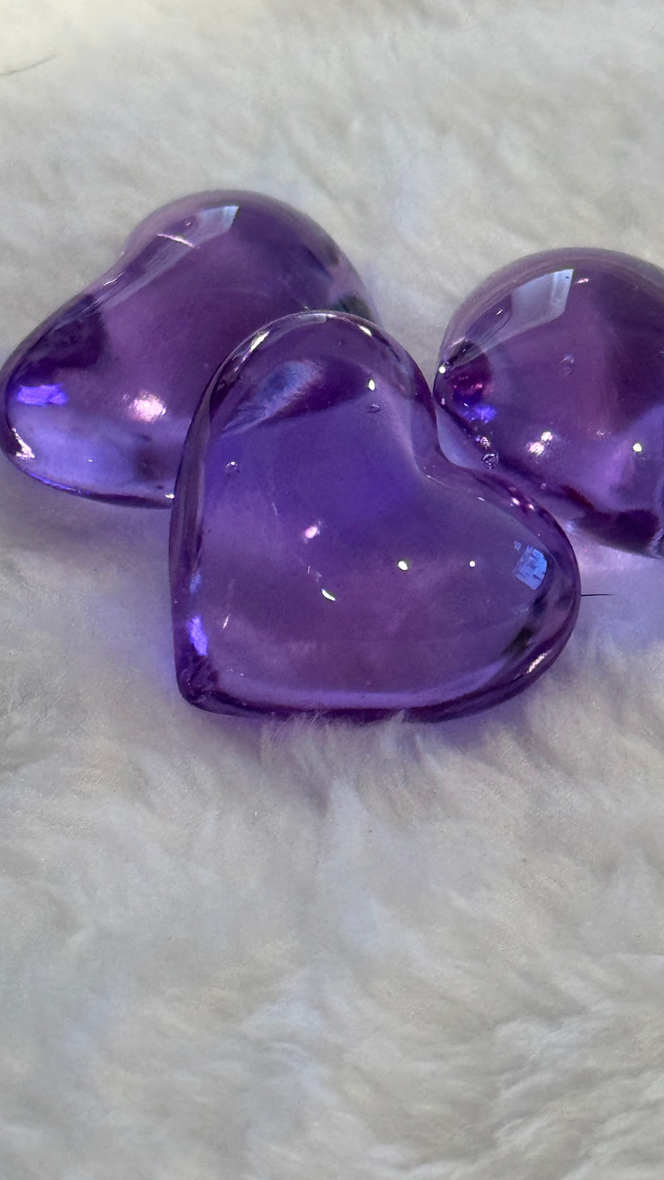 Tiny Purple Hand Blown Glass Hearts