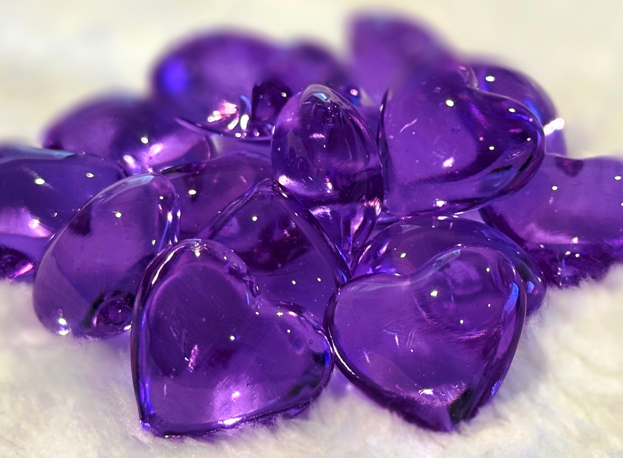Tiny Purple Hand Blown Glass Hearts