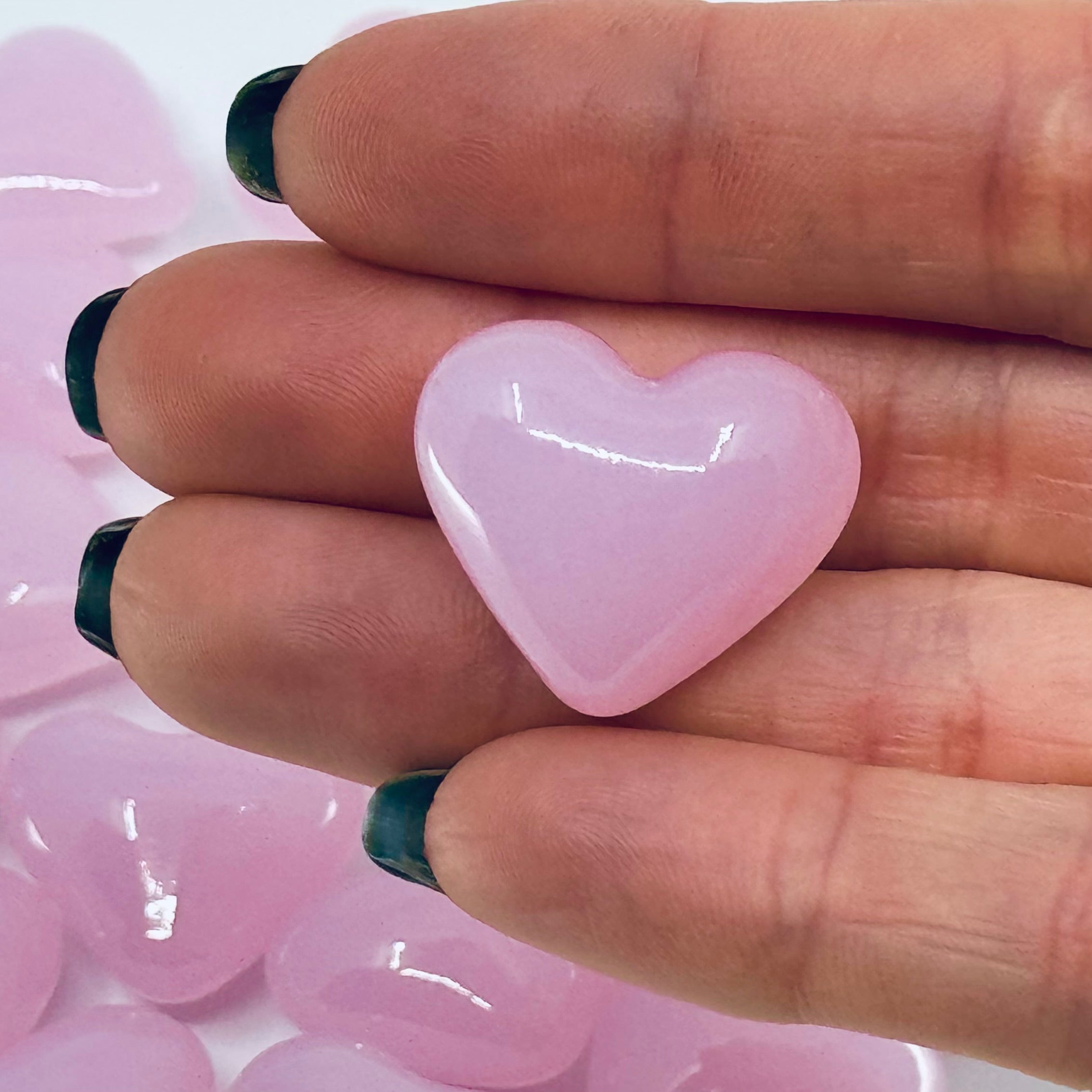 Tiny Pink Hand Blown Glass Hearts