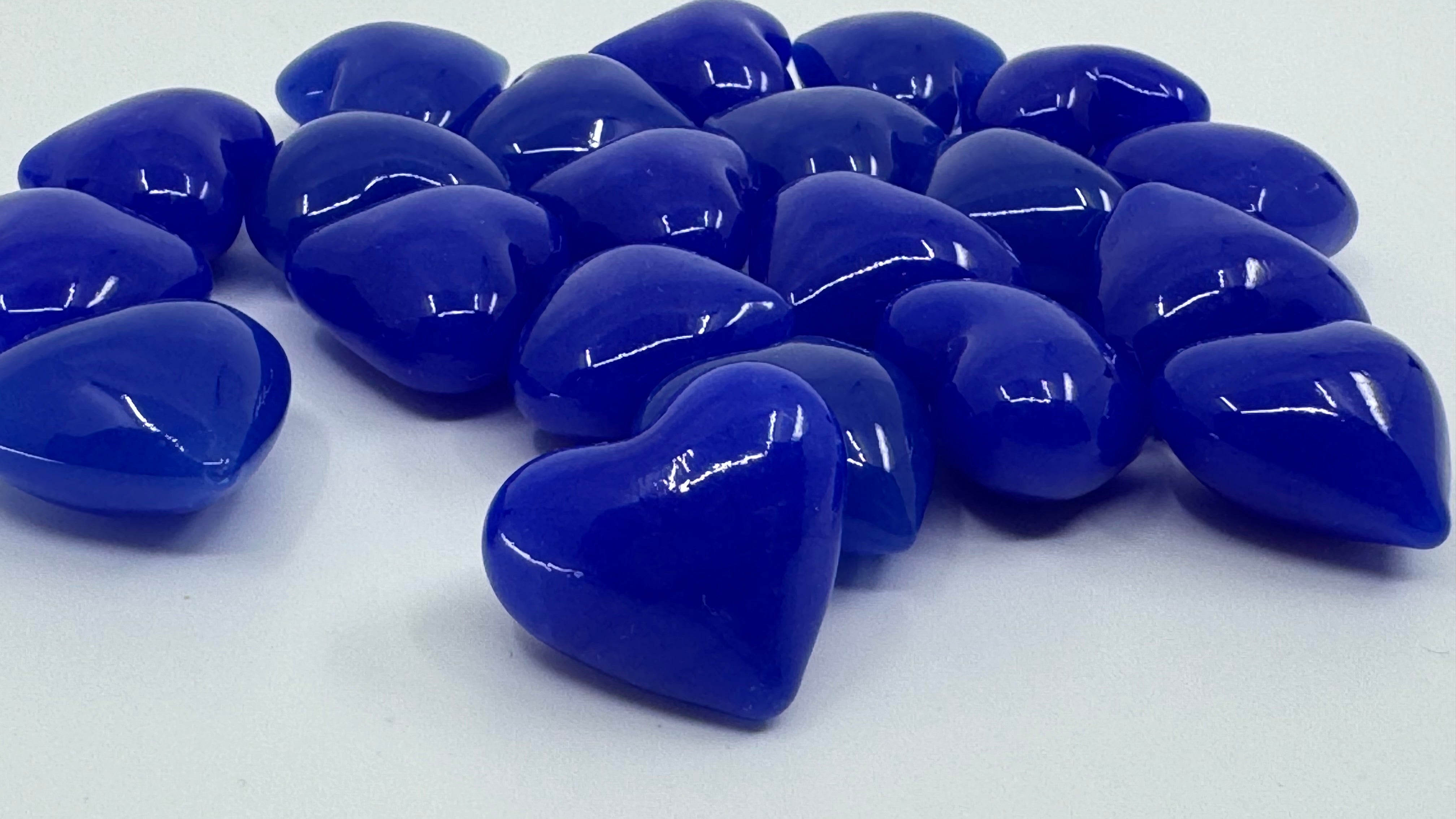 Tiny Royal Blue Hand Blown Glass Hearts