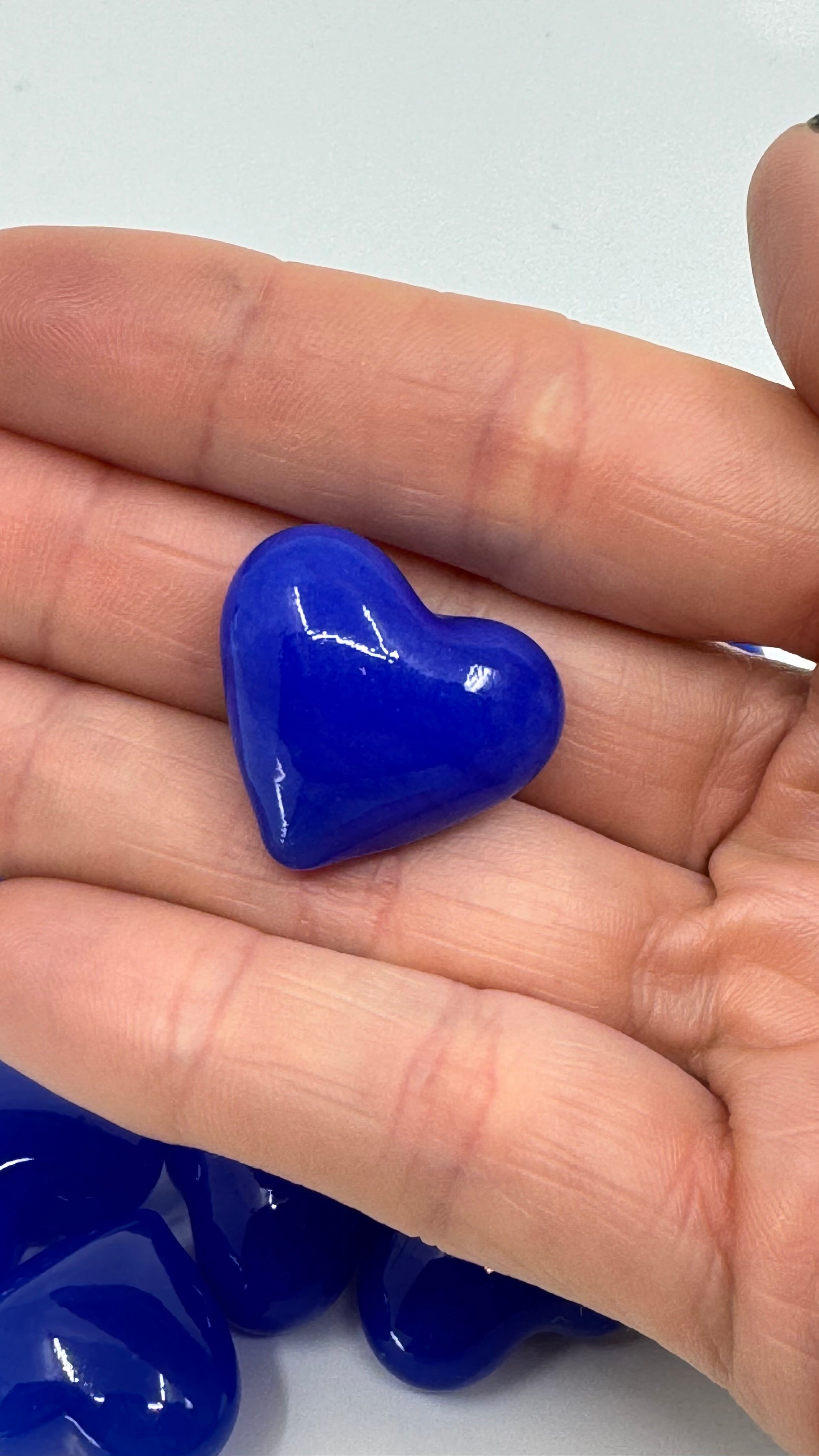 Tiny Royal Blue Hand Blown Glass Hearts