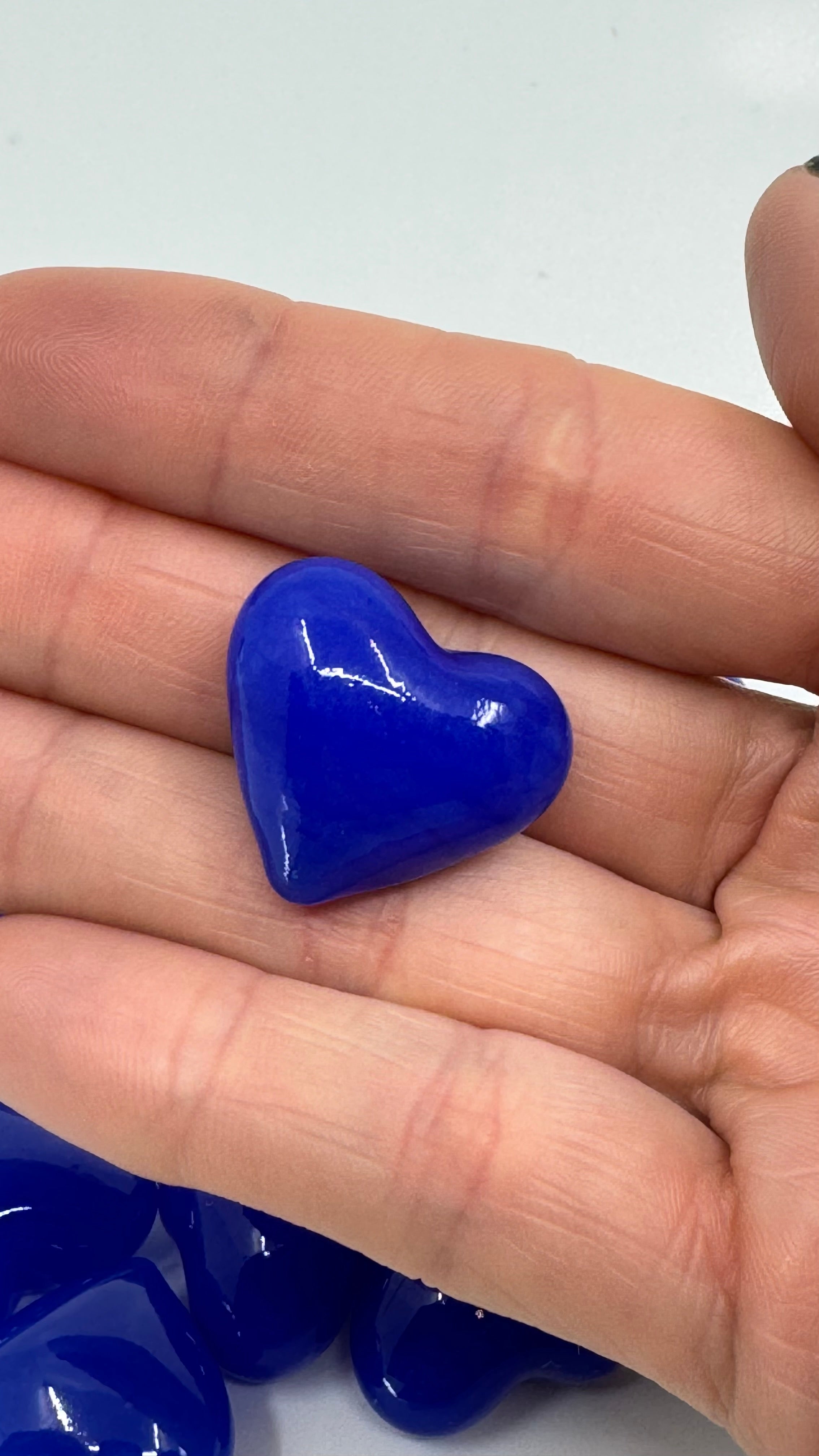 Tiny Royal Blue Hand Blown Glass Hearts