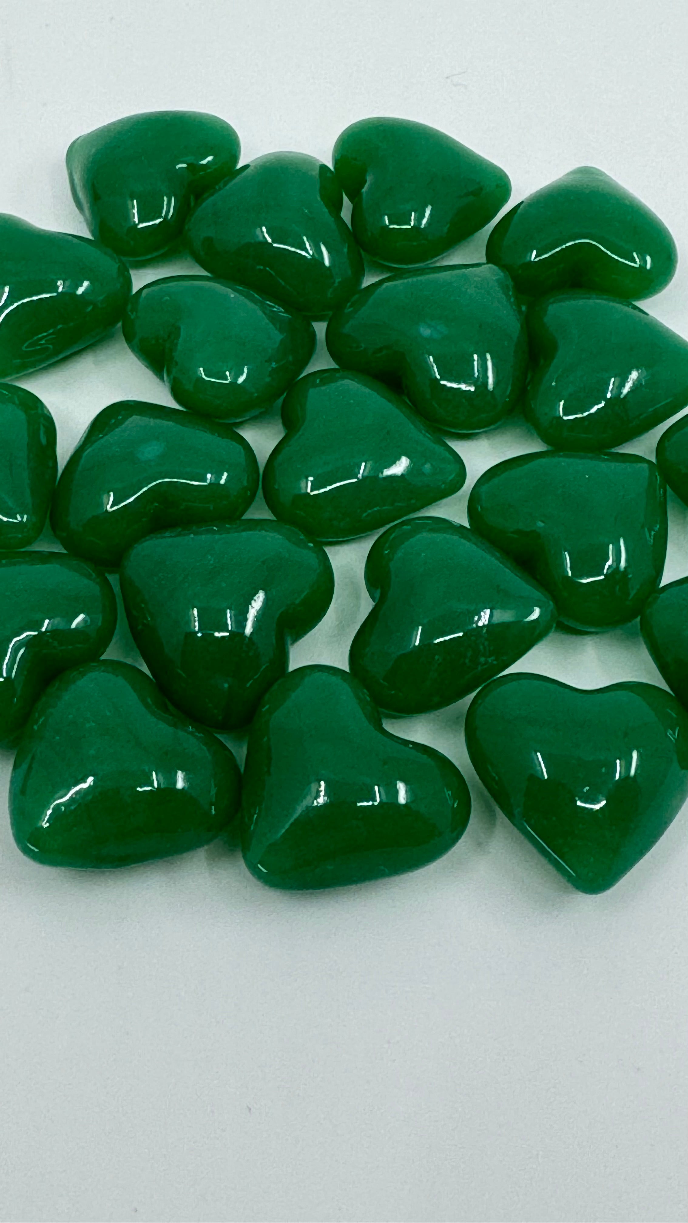 Tiny Green Hand Blown Glass Hearts