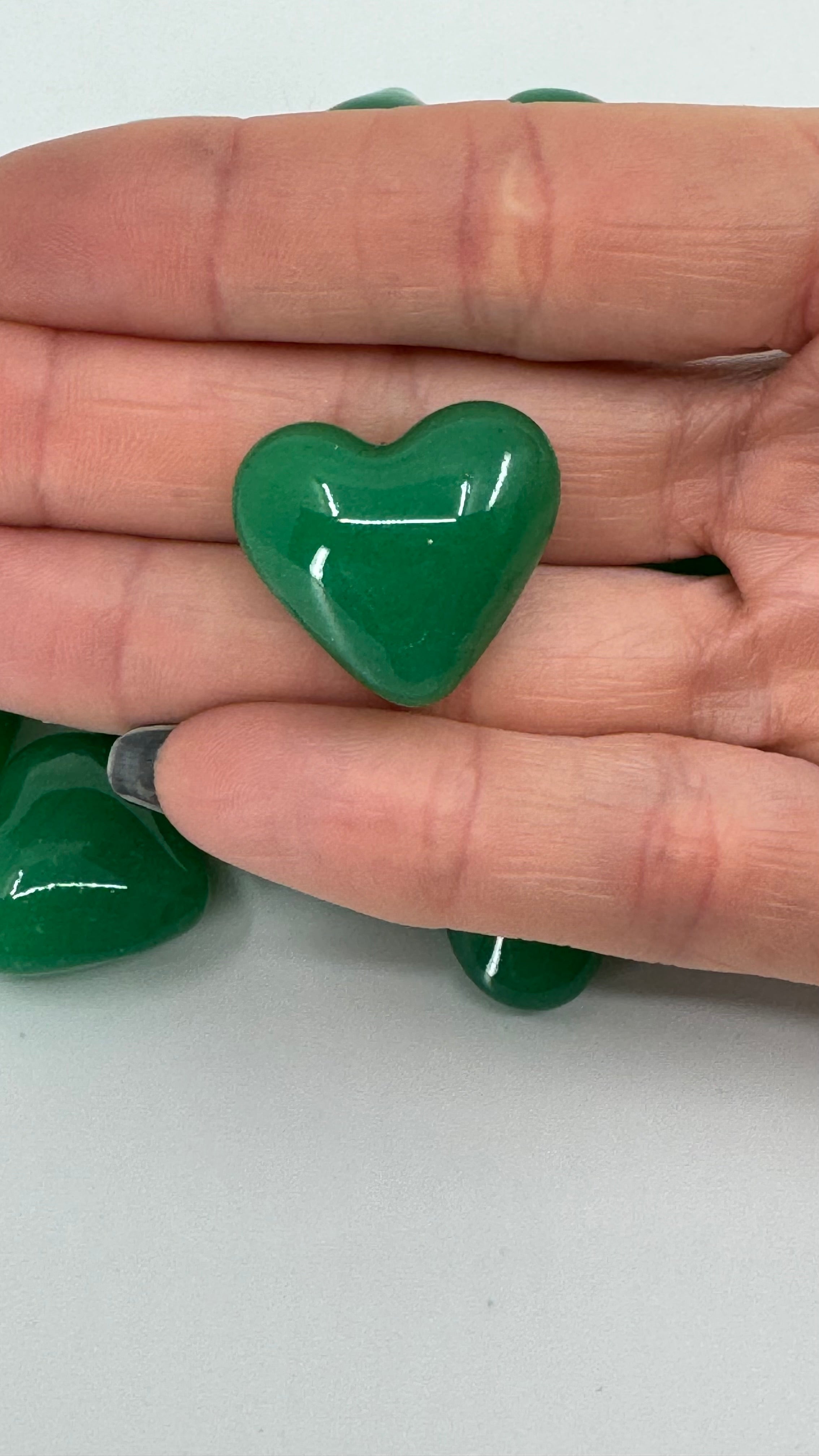 Tiny Green Hand Blown Glass Hearts