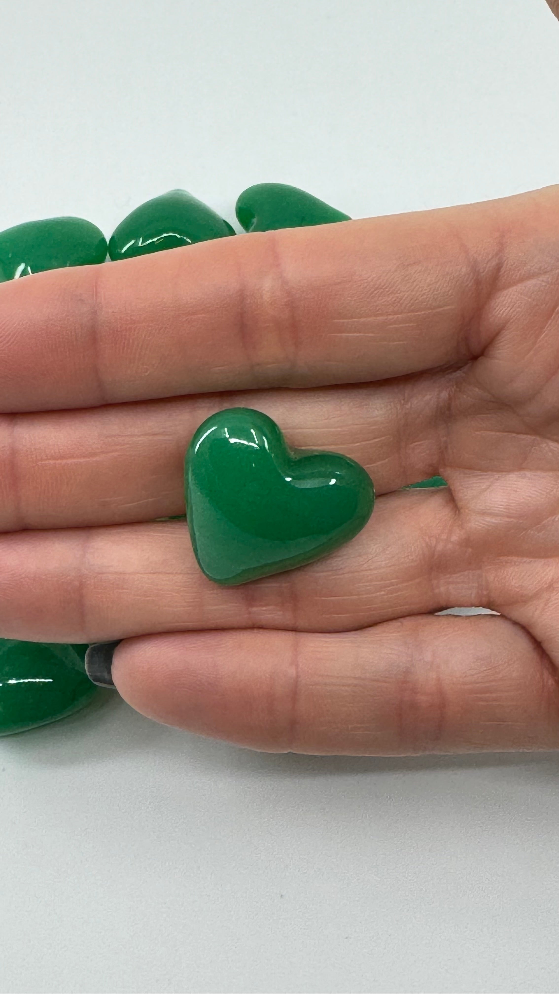 Tiny Green Hand Blown Glass Hearts