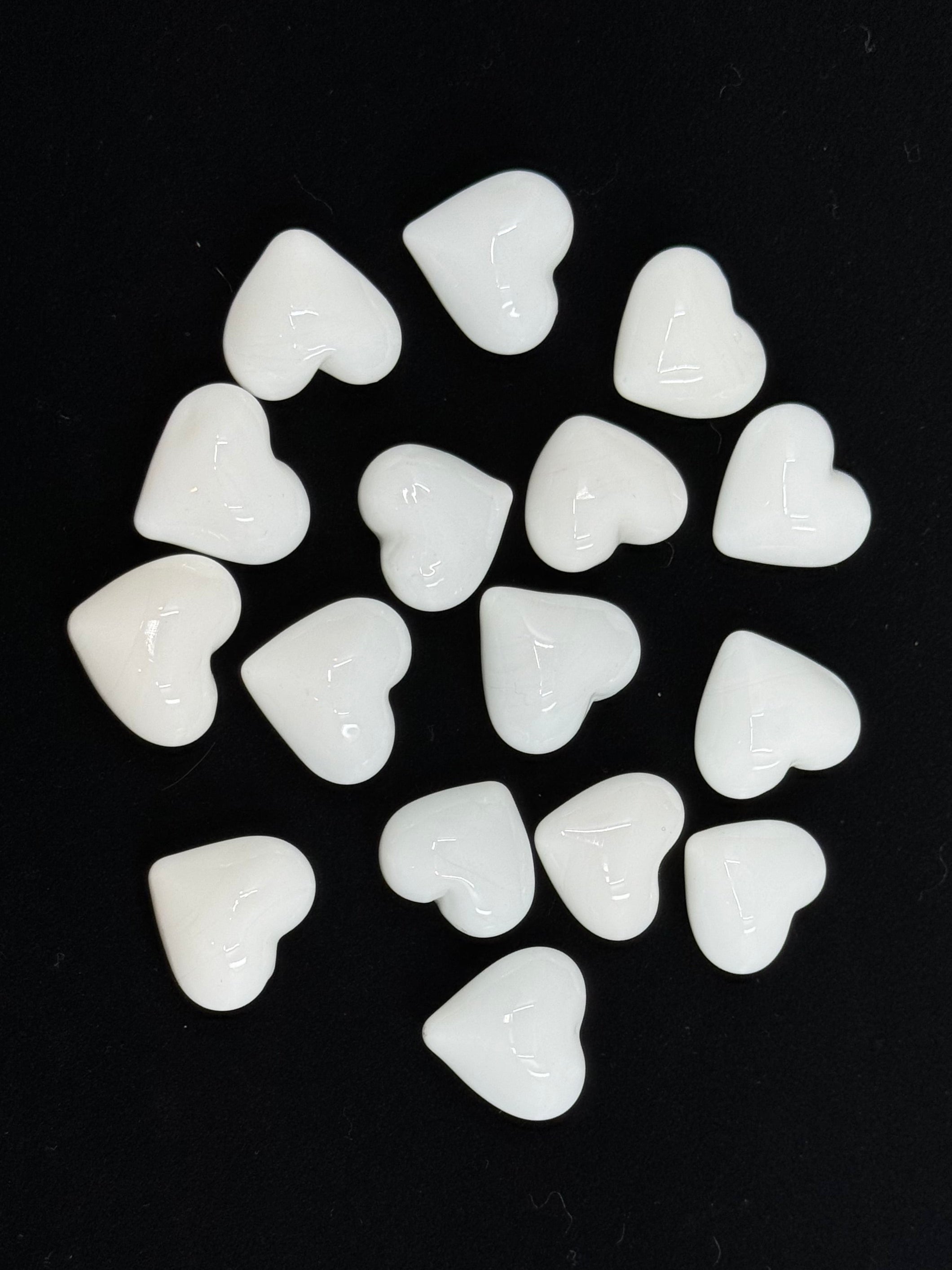 Tiny White Hand Blown Glass Hearts
