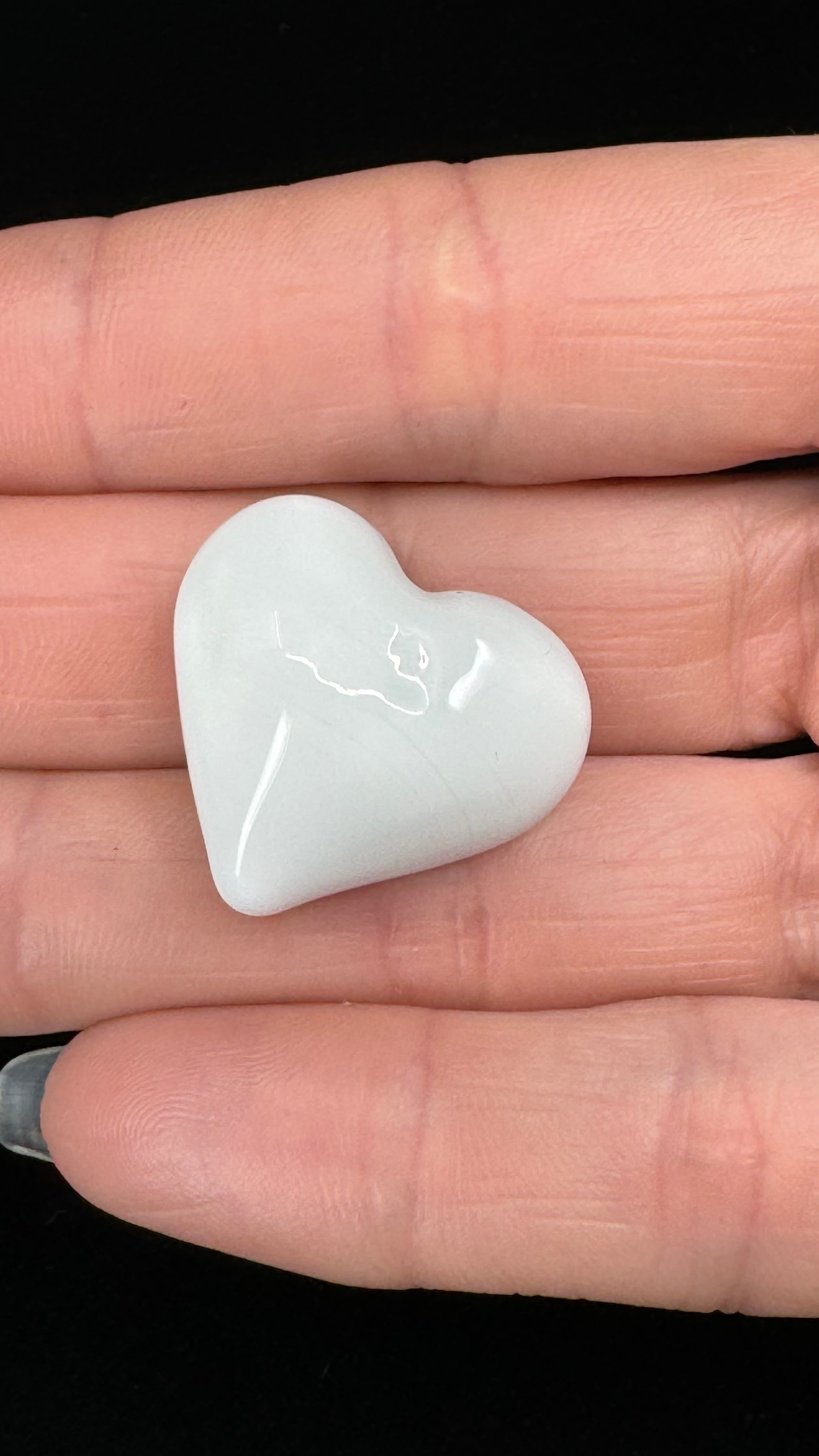Tiny White Hand Blown Glass Hearts