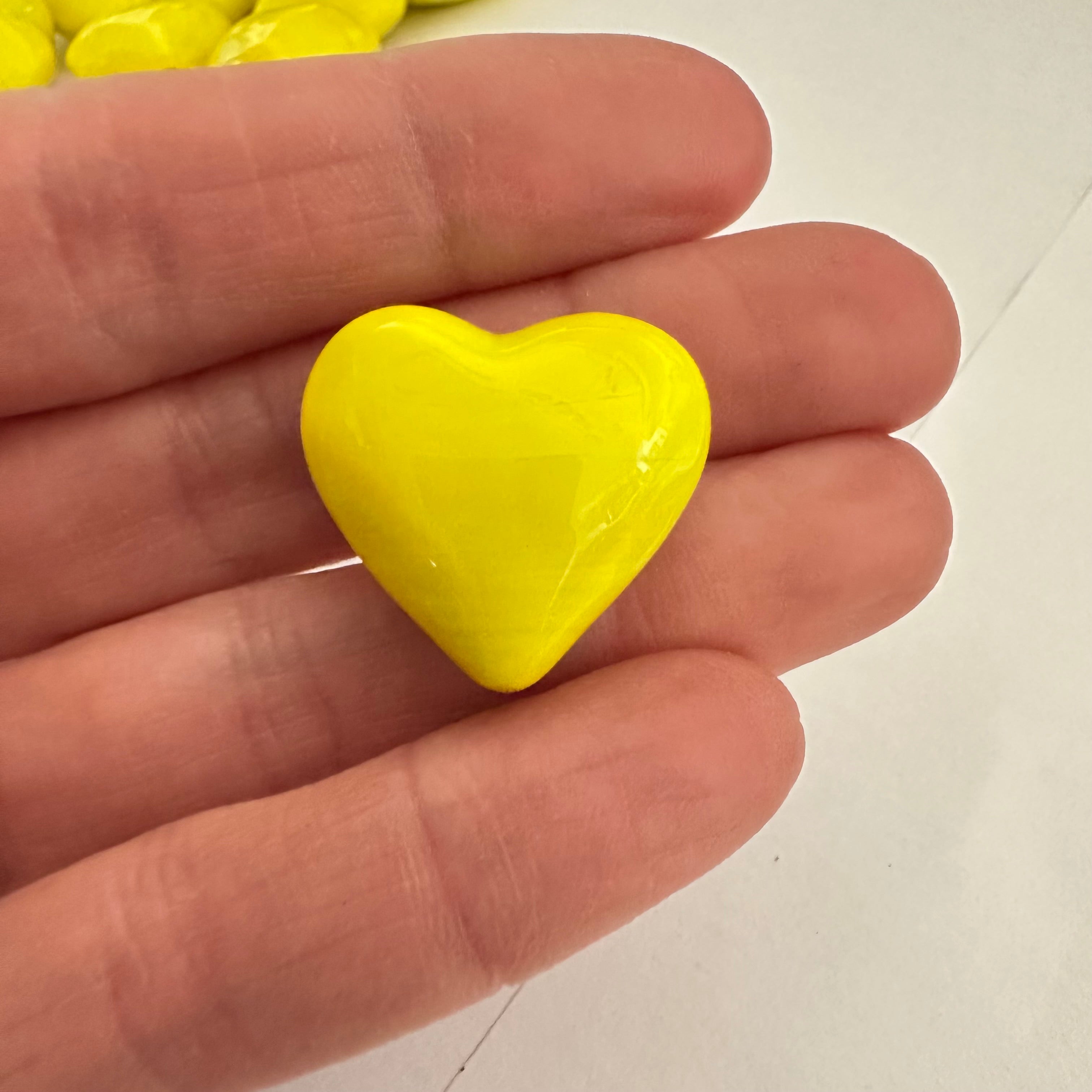 Tiny Yellow Hand Blown Glass Hearts