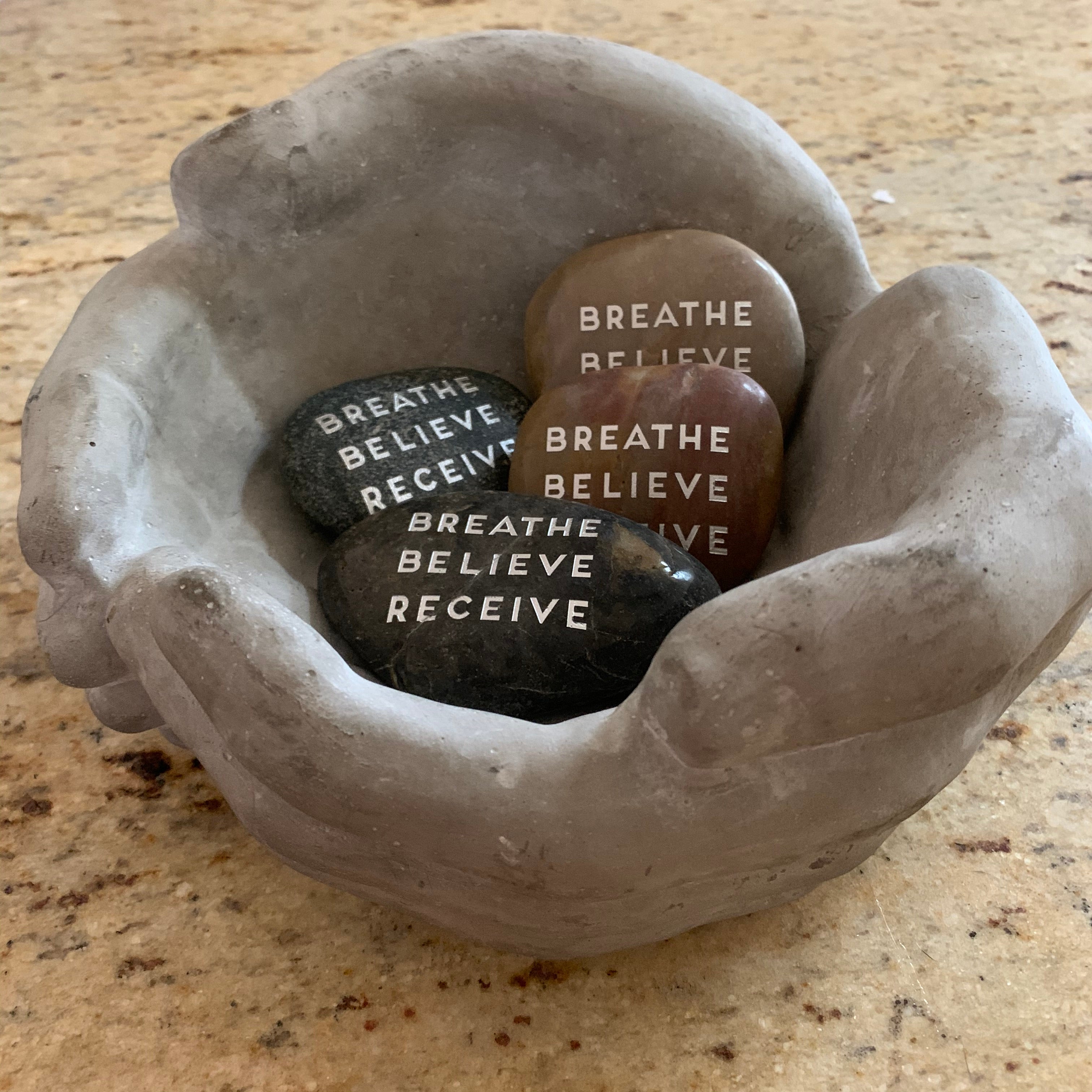 Breathe Believe Receive ~ Engraved Inspirational Rock