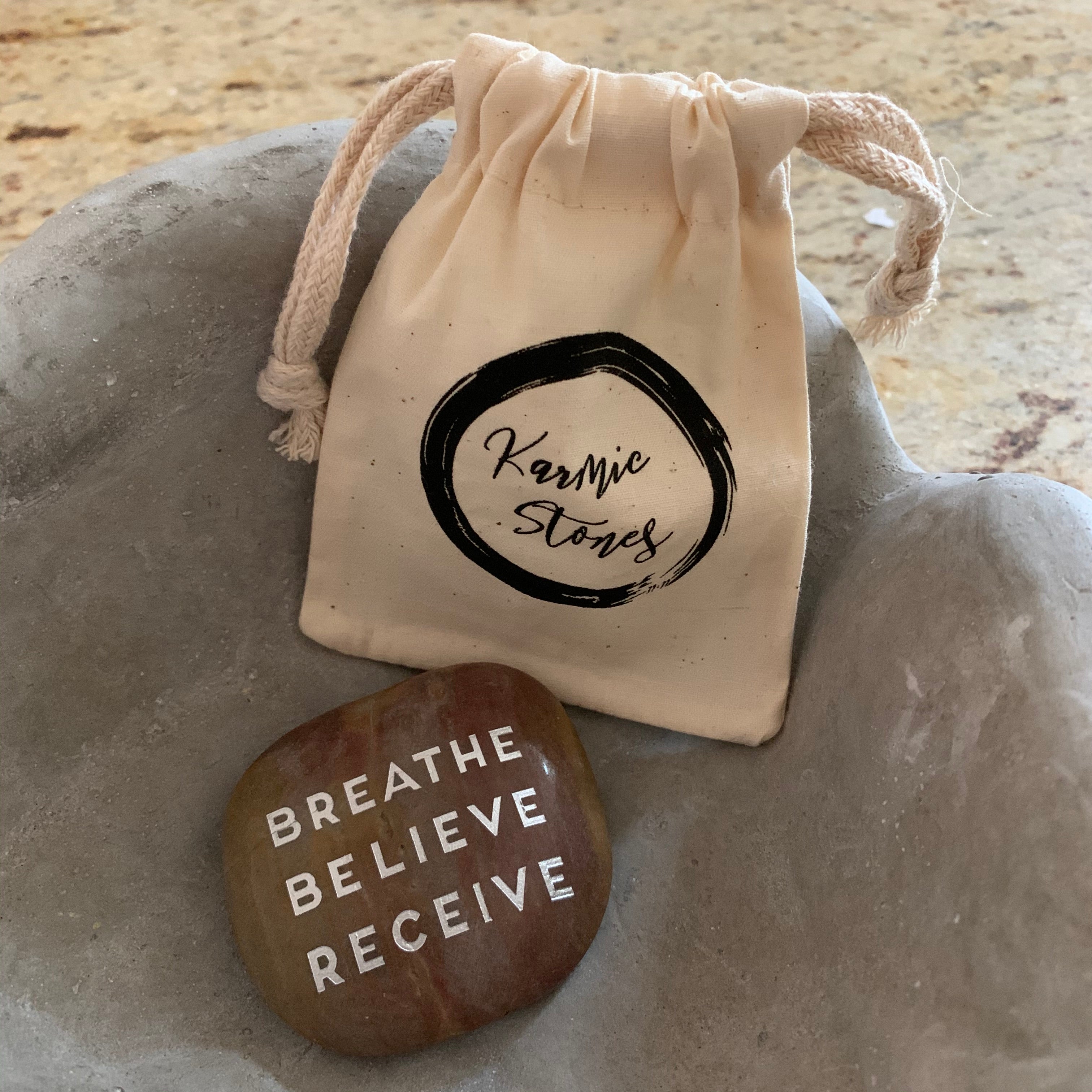 Breathe Believe Receive ~ Engraved Inspirational Rock