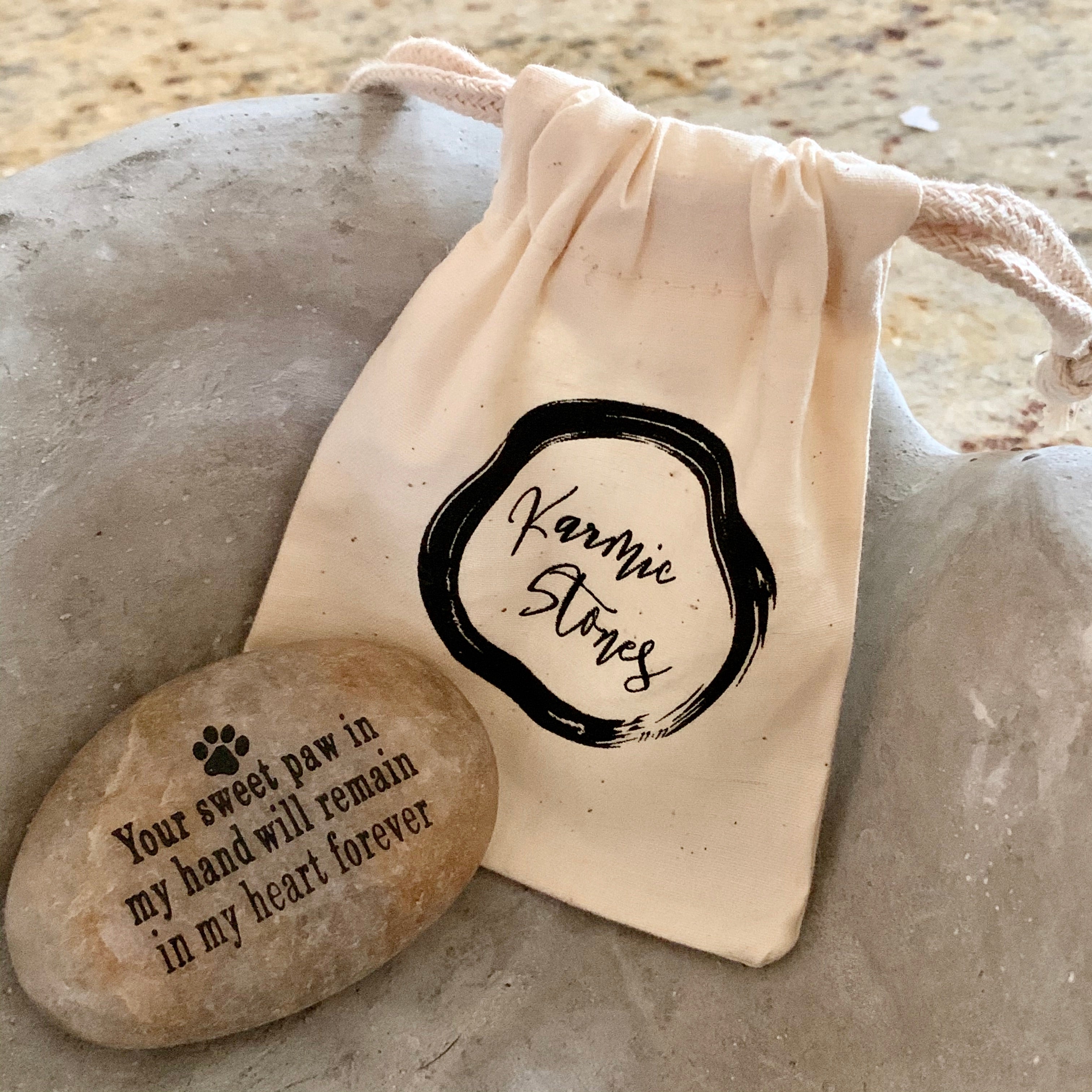 Your Sweet Paw In My Hand Will Remain In My Heart Forever ~ Engraved Inspirational Rock