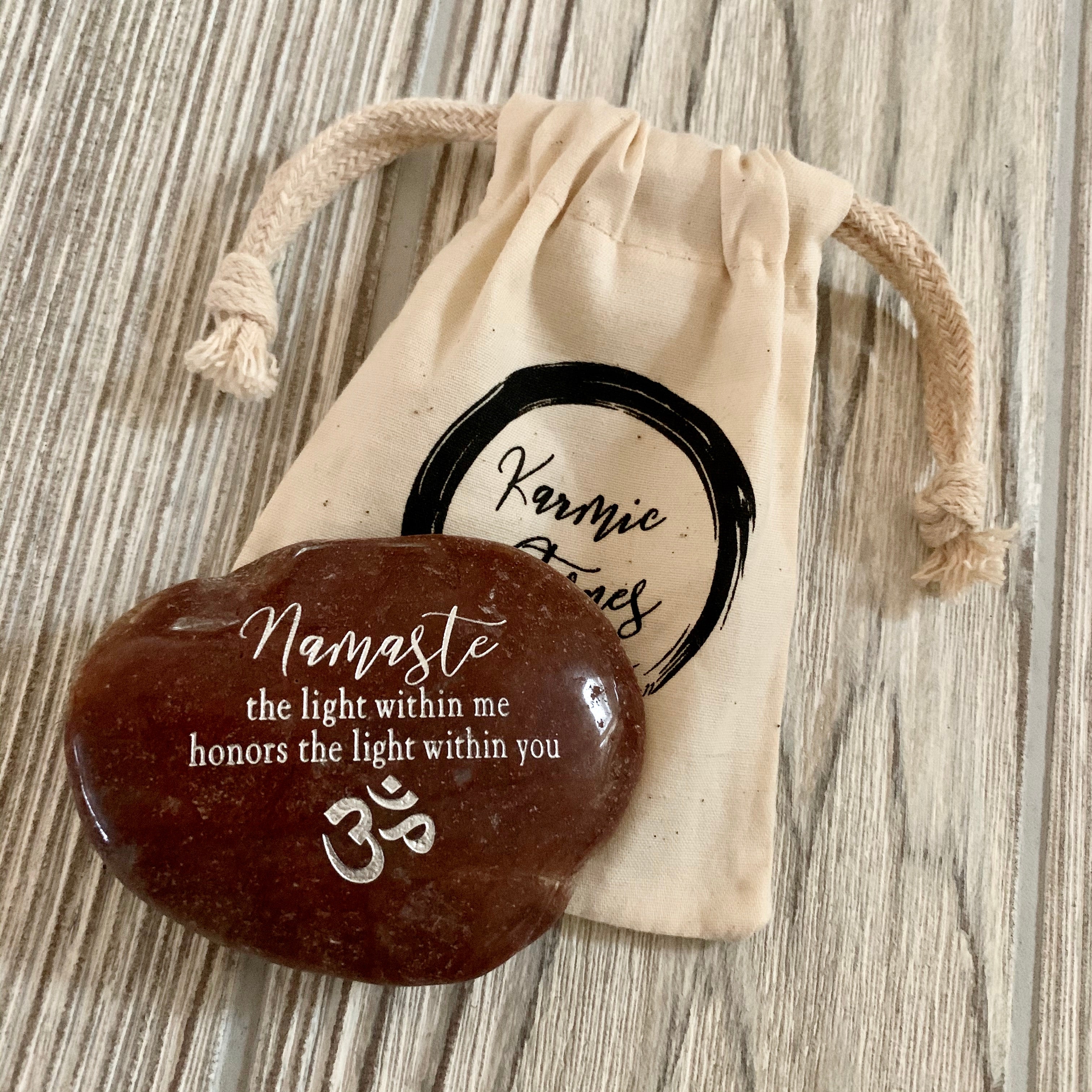 Namaste, The Light Within Me Honors The Light Within You ~ Engraved Inspirational Rock