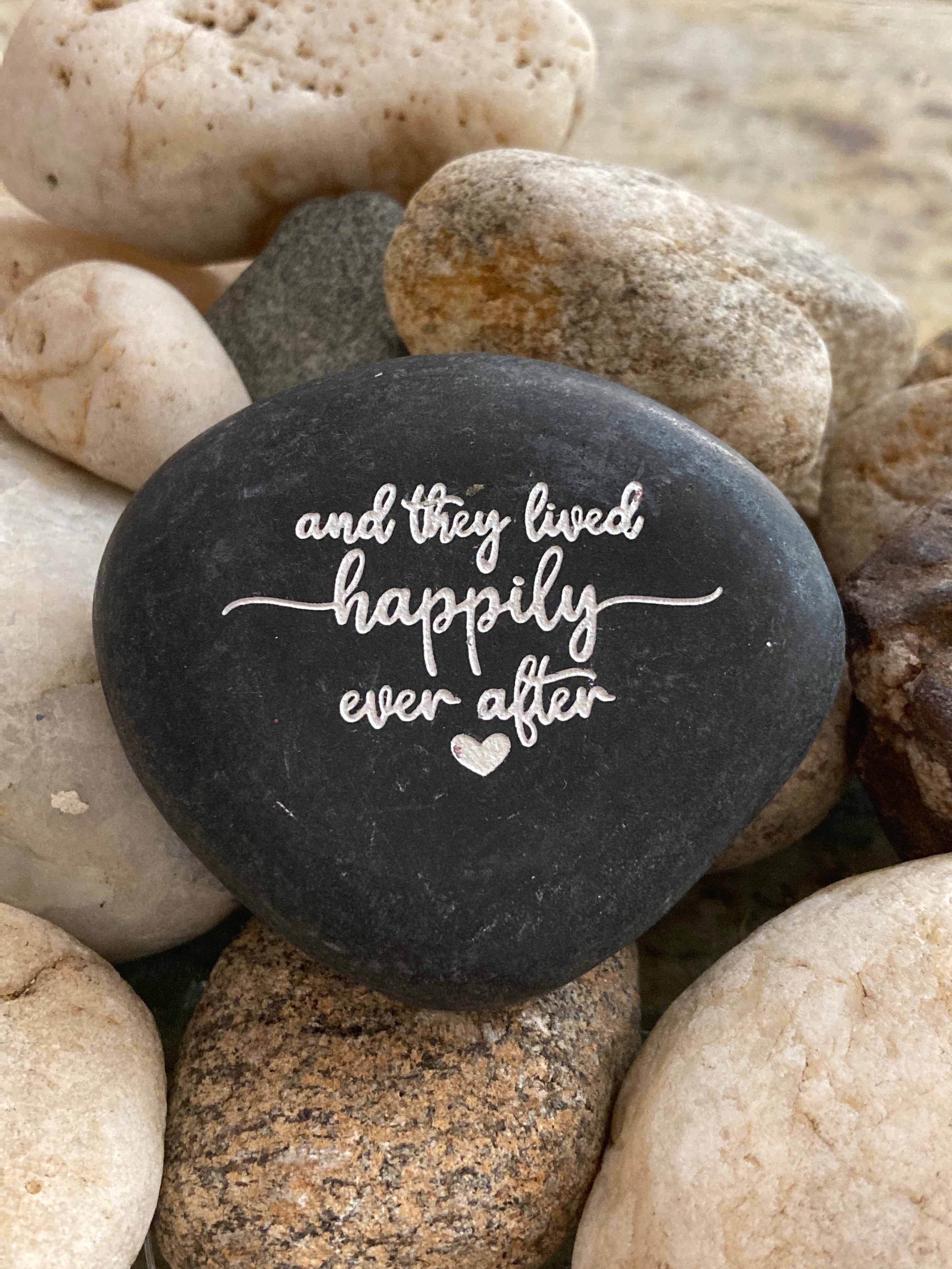And They Lived Happily Ever After ~ Engraved Inspirational Rock