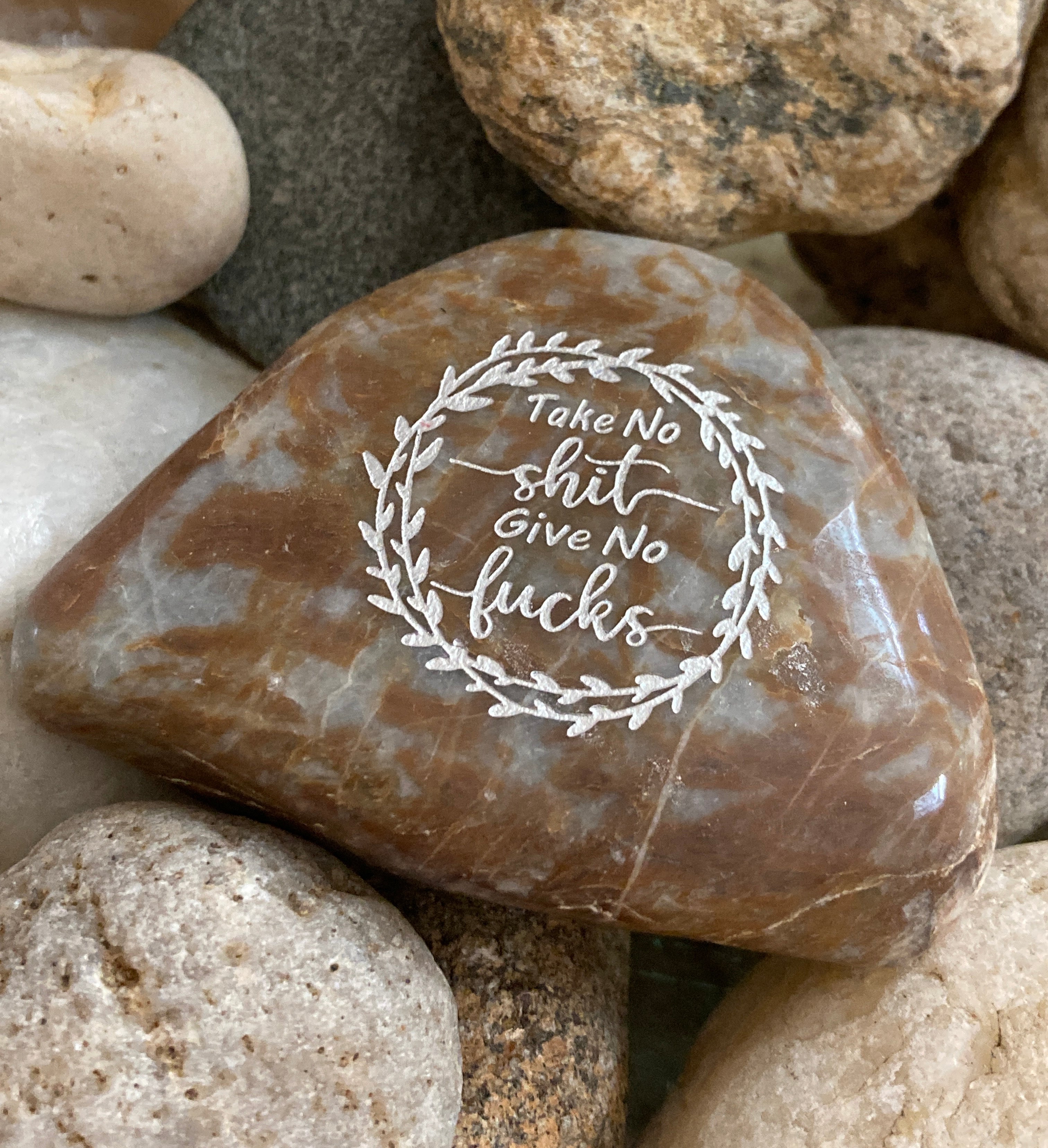 Take No Shit Give No Fucks ~ Engraved Rock