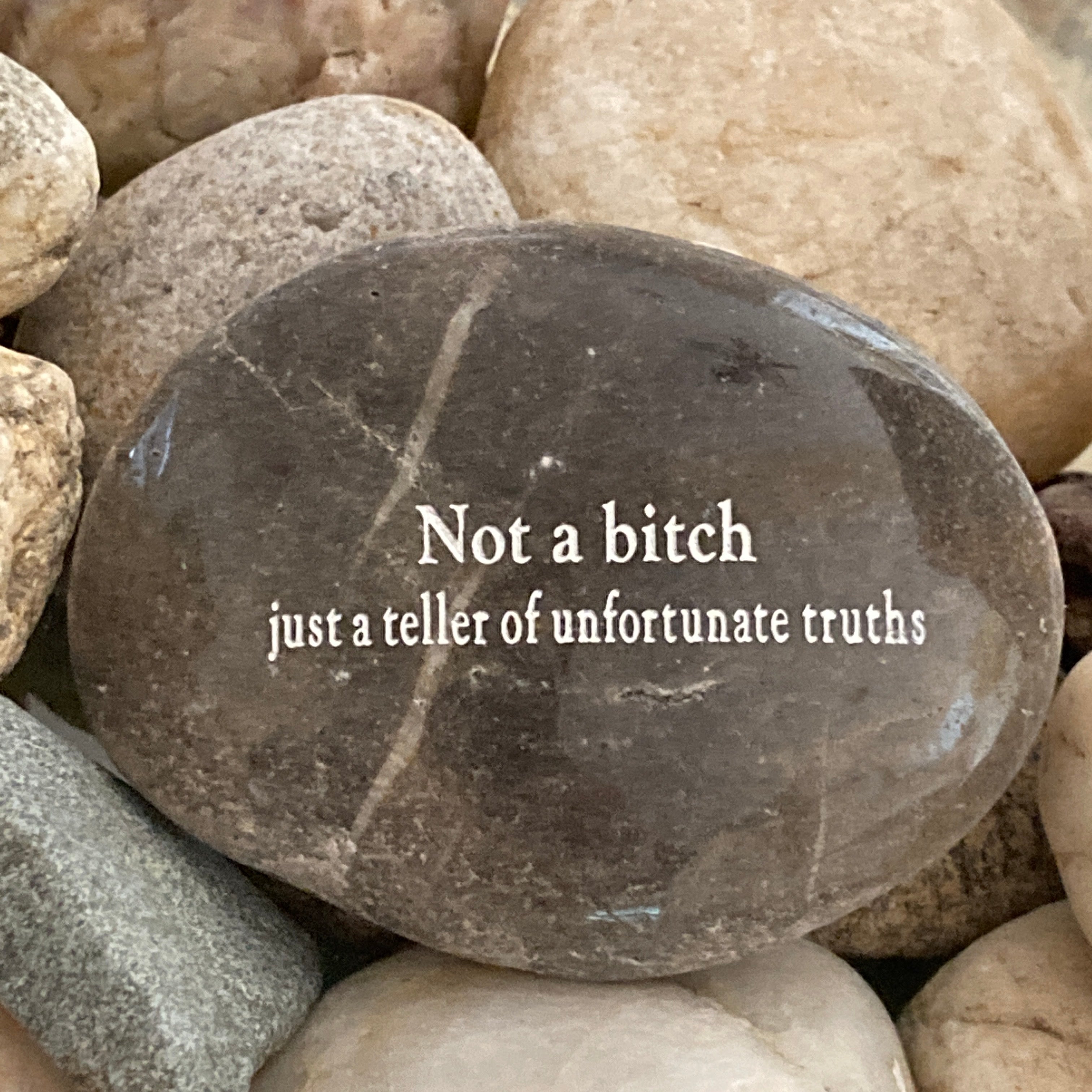 Not A Bitch Just A Teller Of Unfortunate Truths ~ Engraved Rocks