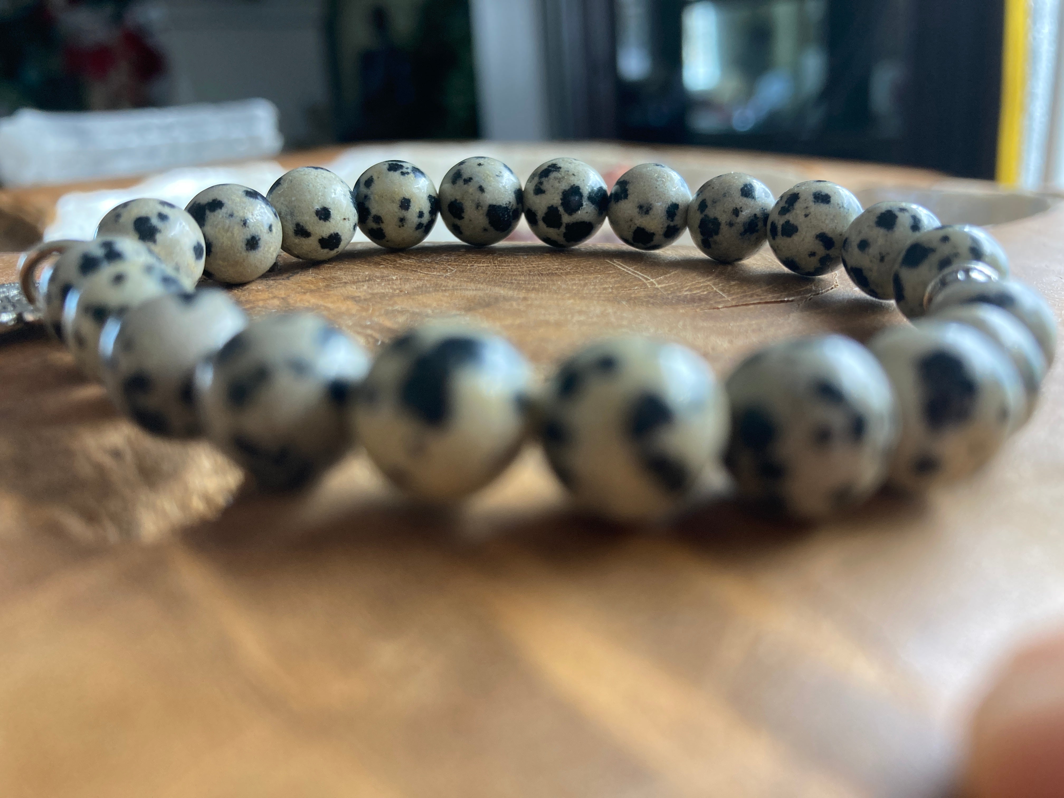 Dalmation Jasper | 8mm Stretch Bracelet | Joy | Laughter | Tree of Life Charm