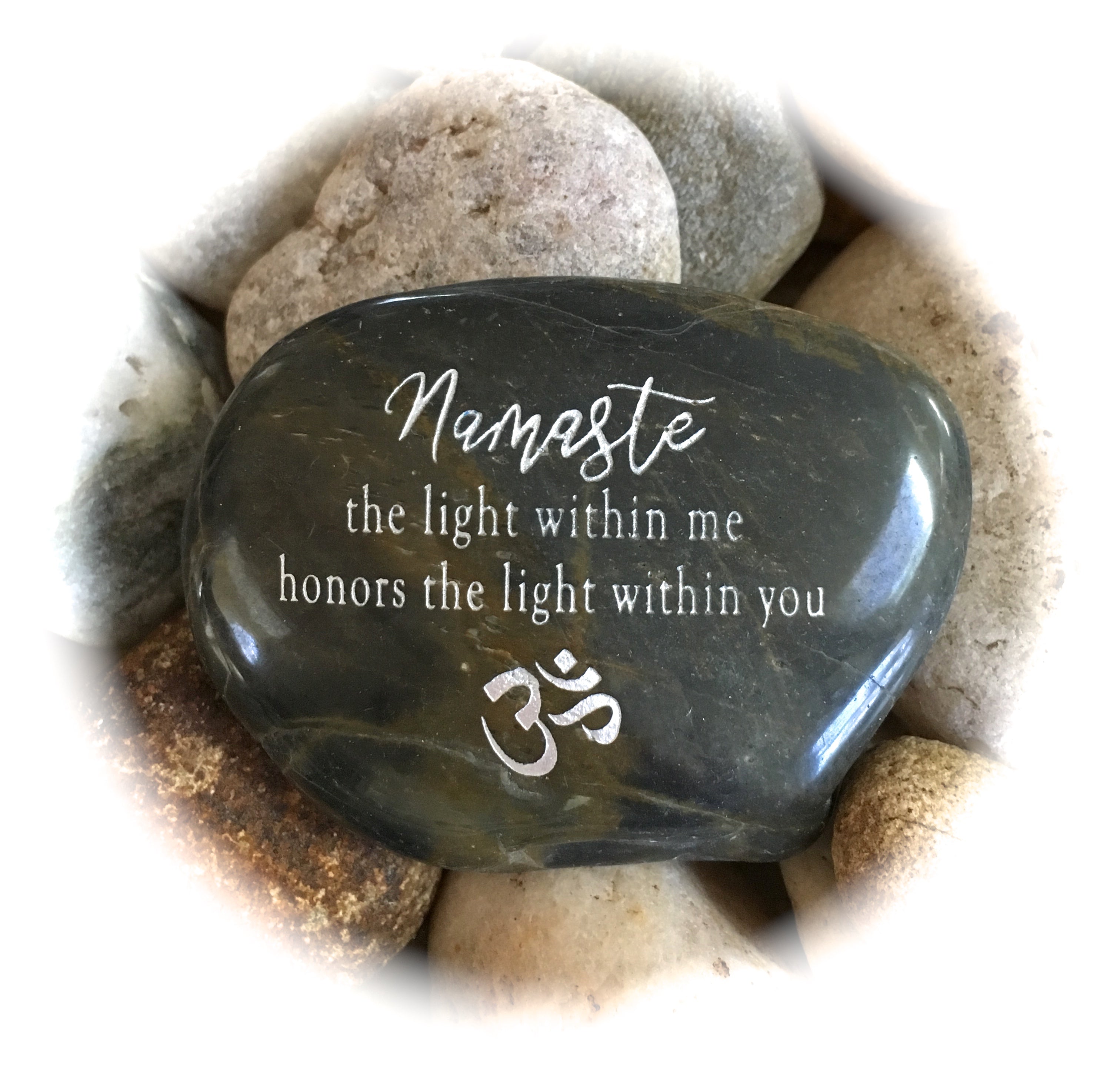 Namaste, The Light Within Me Honors The Light Within You ~ Engraved Inspirational Rock
