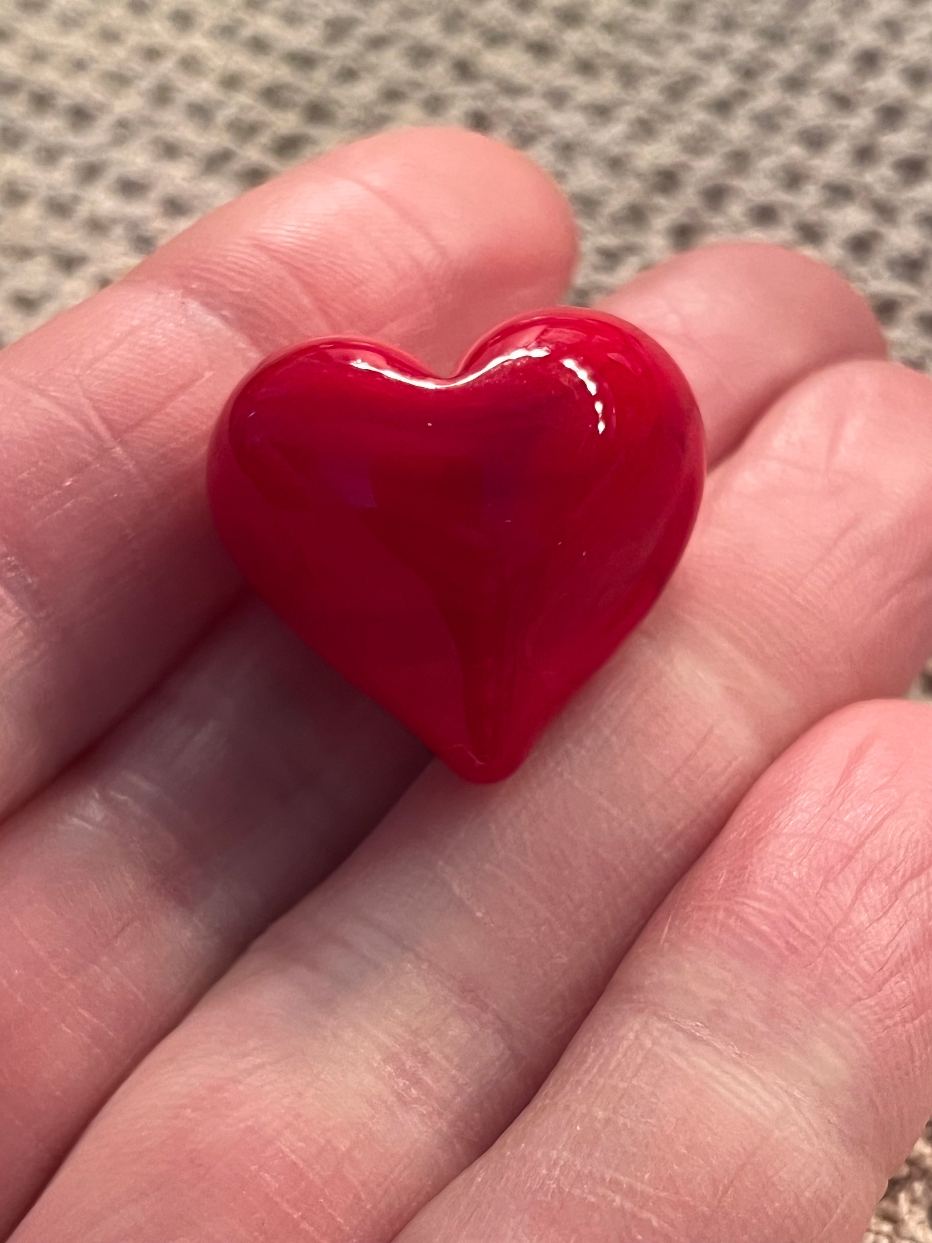 Tiny Red Glass Hearts