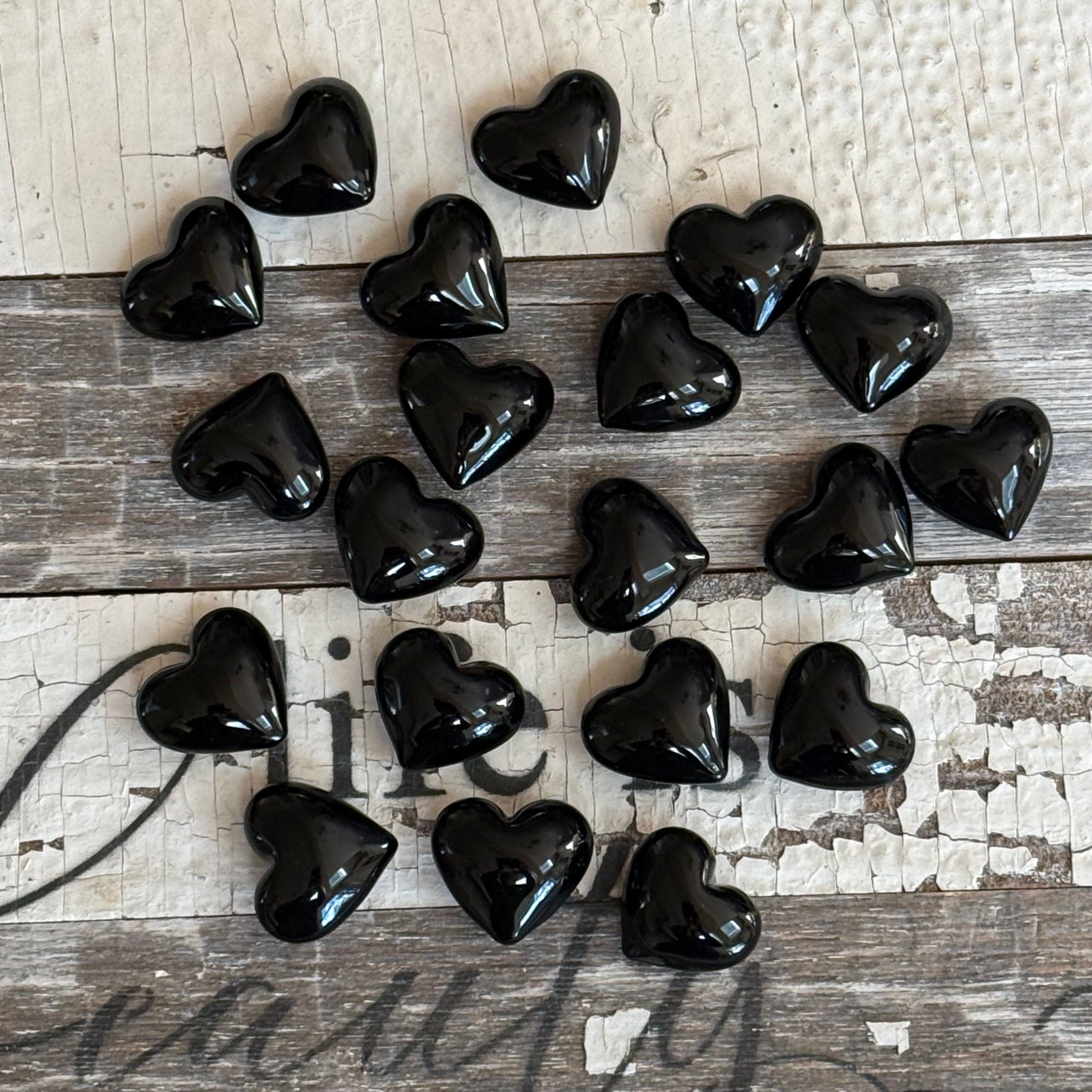 Black Hand Blown Glass Hearts