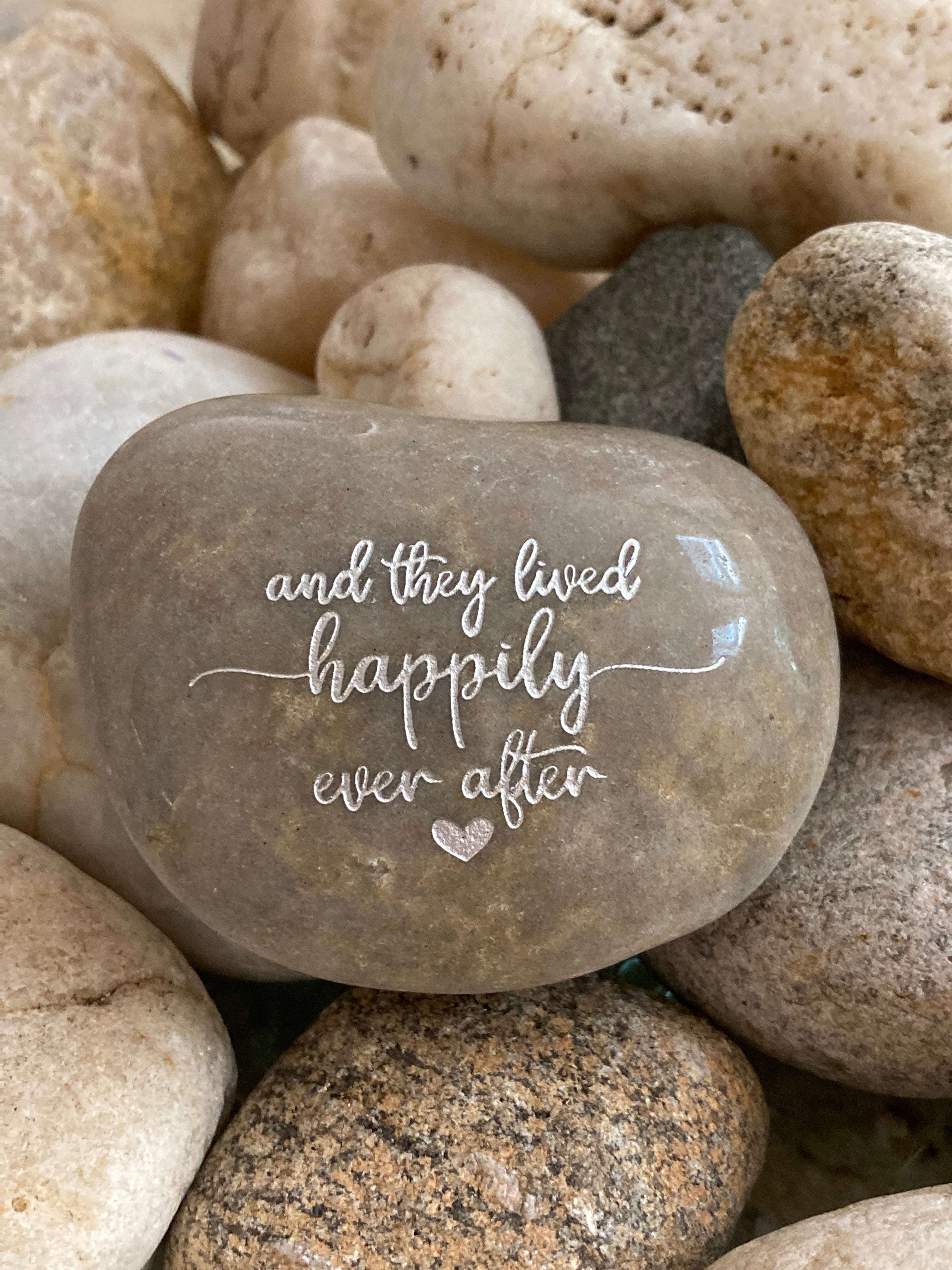 And They Lived Happily Ever After ~ Engraved Inspirational Rock
