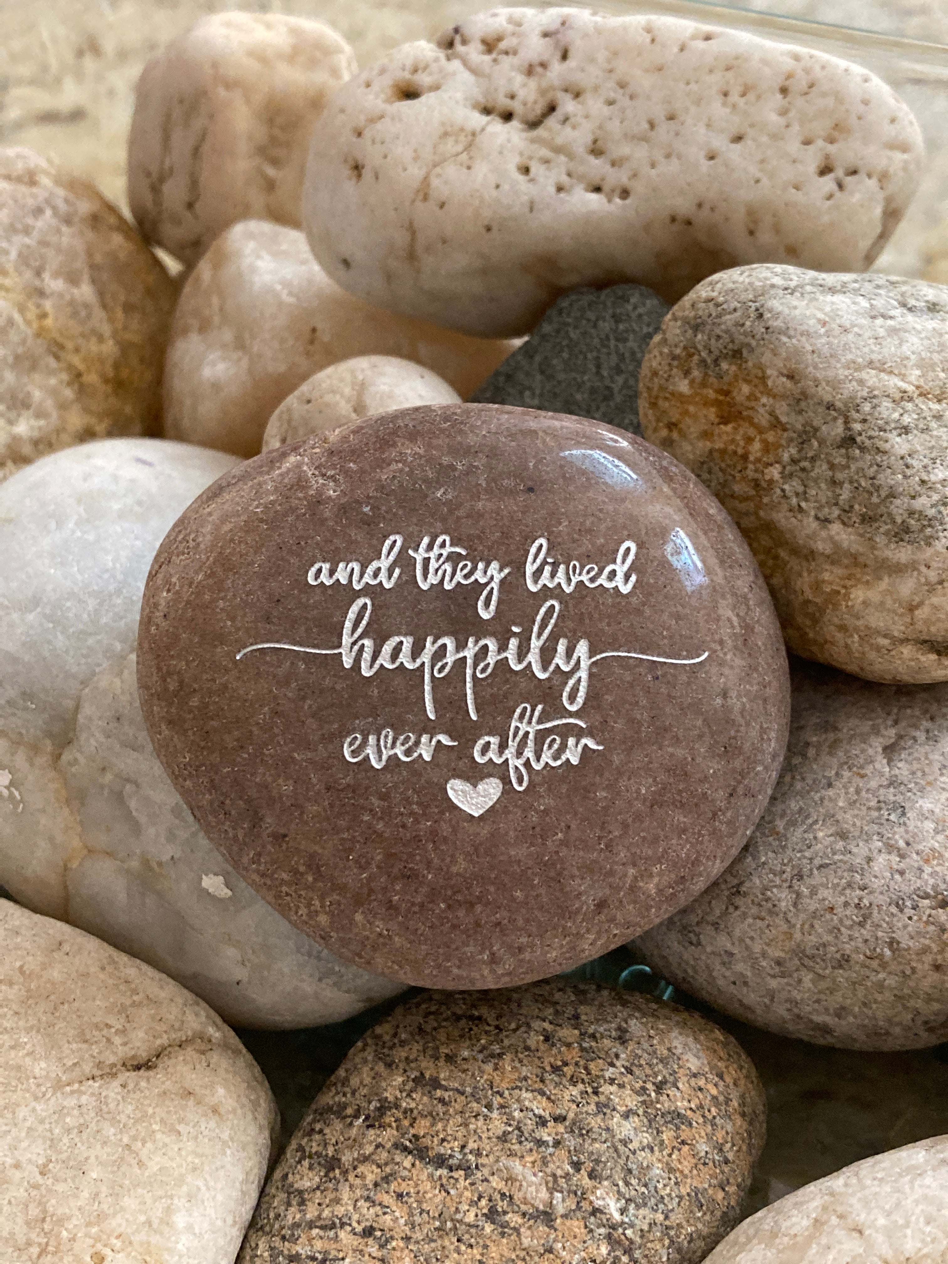 And They Lived Happily Ever After ~ Engraved Inspirational Rock