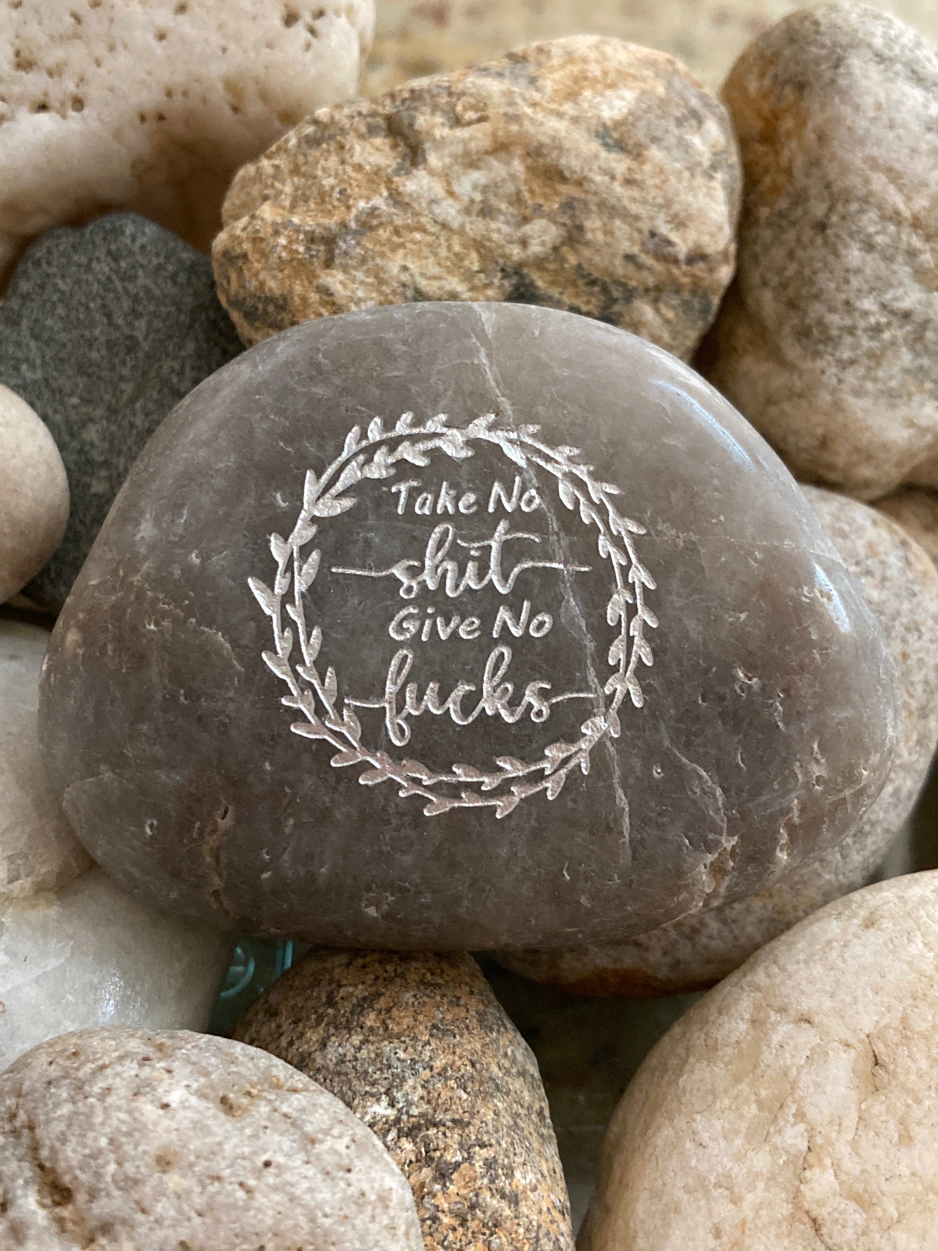 Take No Shit Give No Fucks ~ Engraved Rock