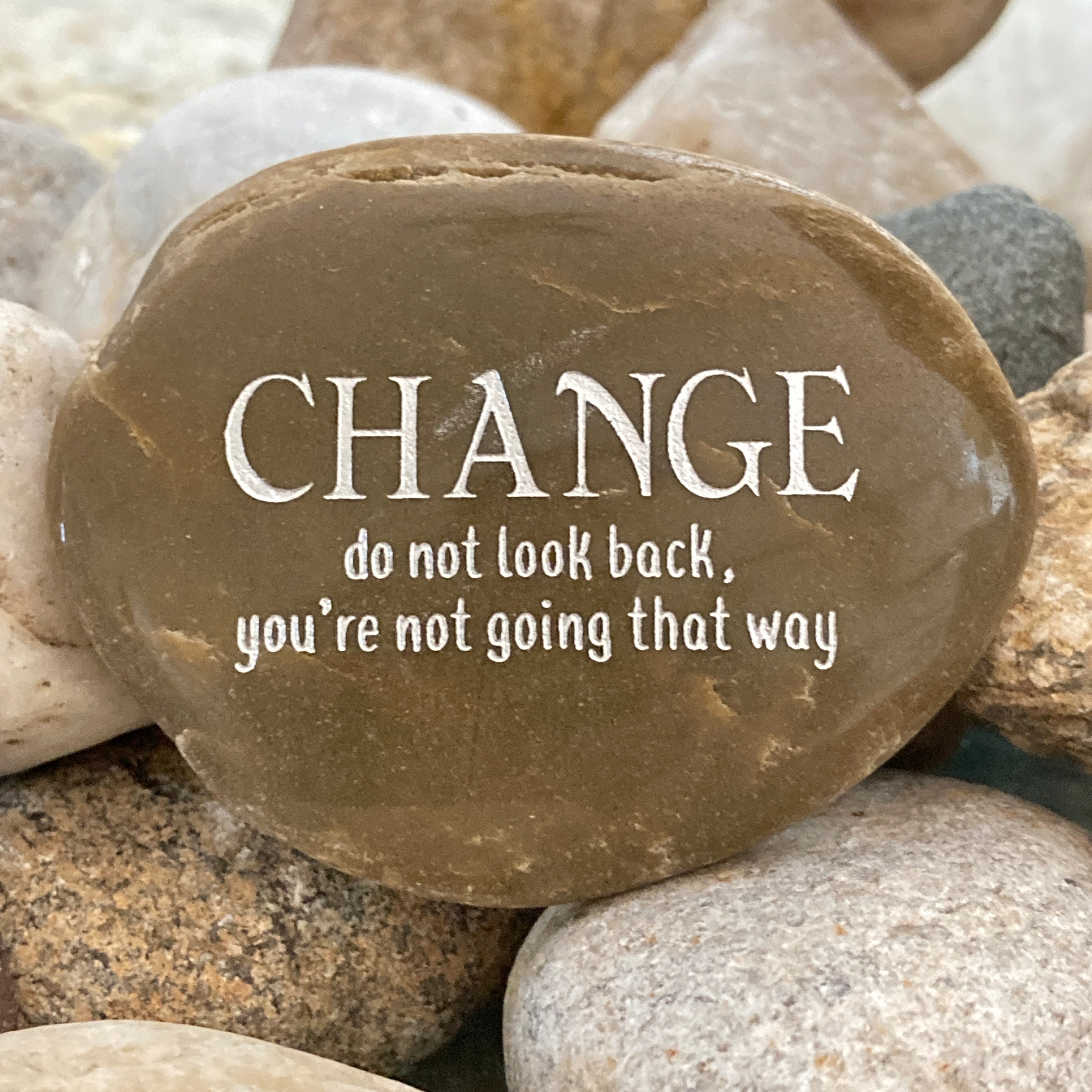 Change, Do Not Look Back You're Not Going That Way ~ Engraved Inspirational Rock