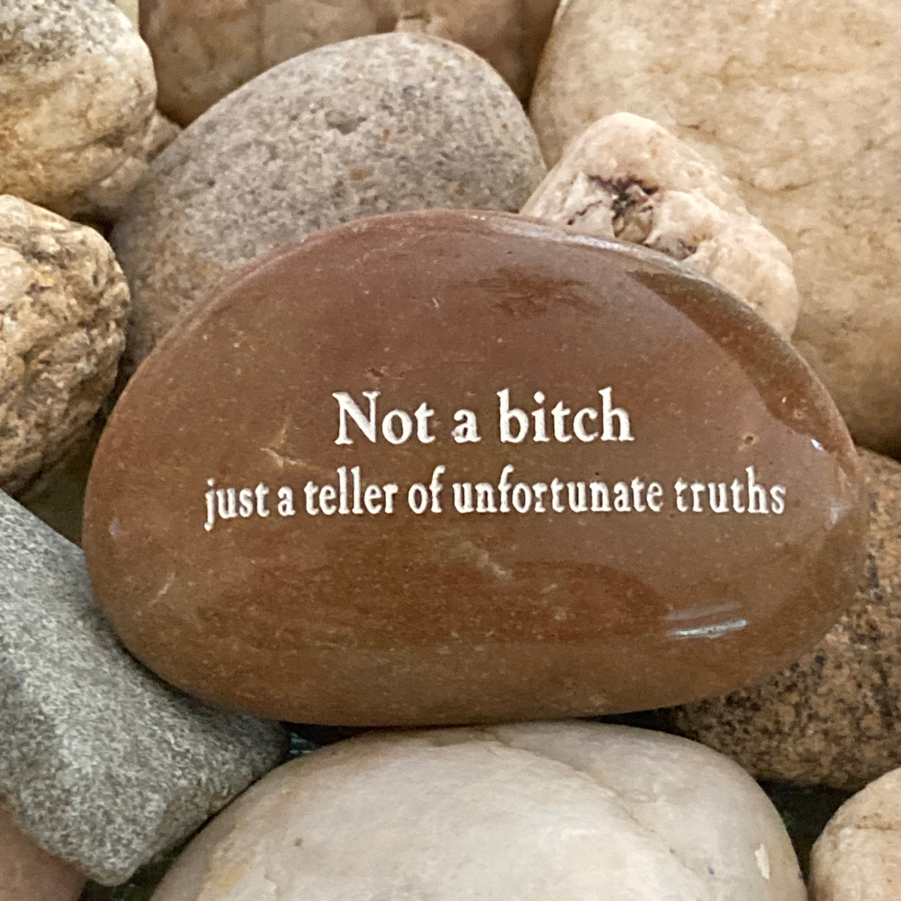 Not A Bitch Just A Teller Of Unfortunate Truths ~ Engraved Rocks