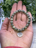 Dalmation Jasper | 8mm Stretch Bracelet | Joy | Laughter | Tree of Life Charm