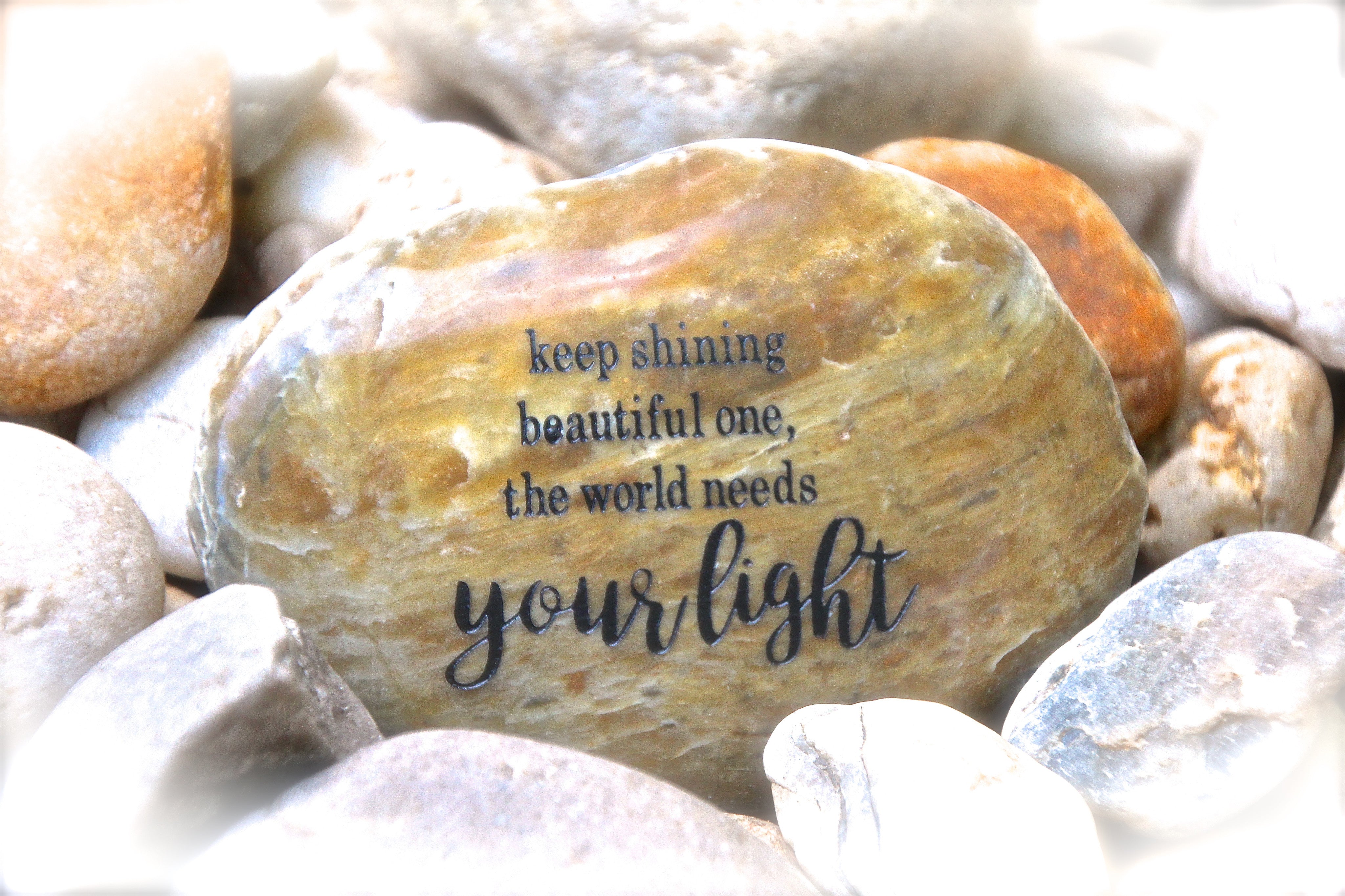 Inspirational Quotes Engraved Rock. Gift of Encouragement