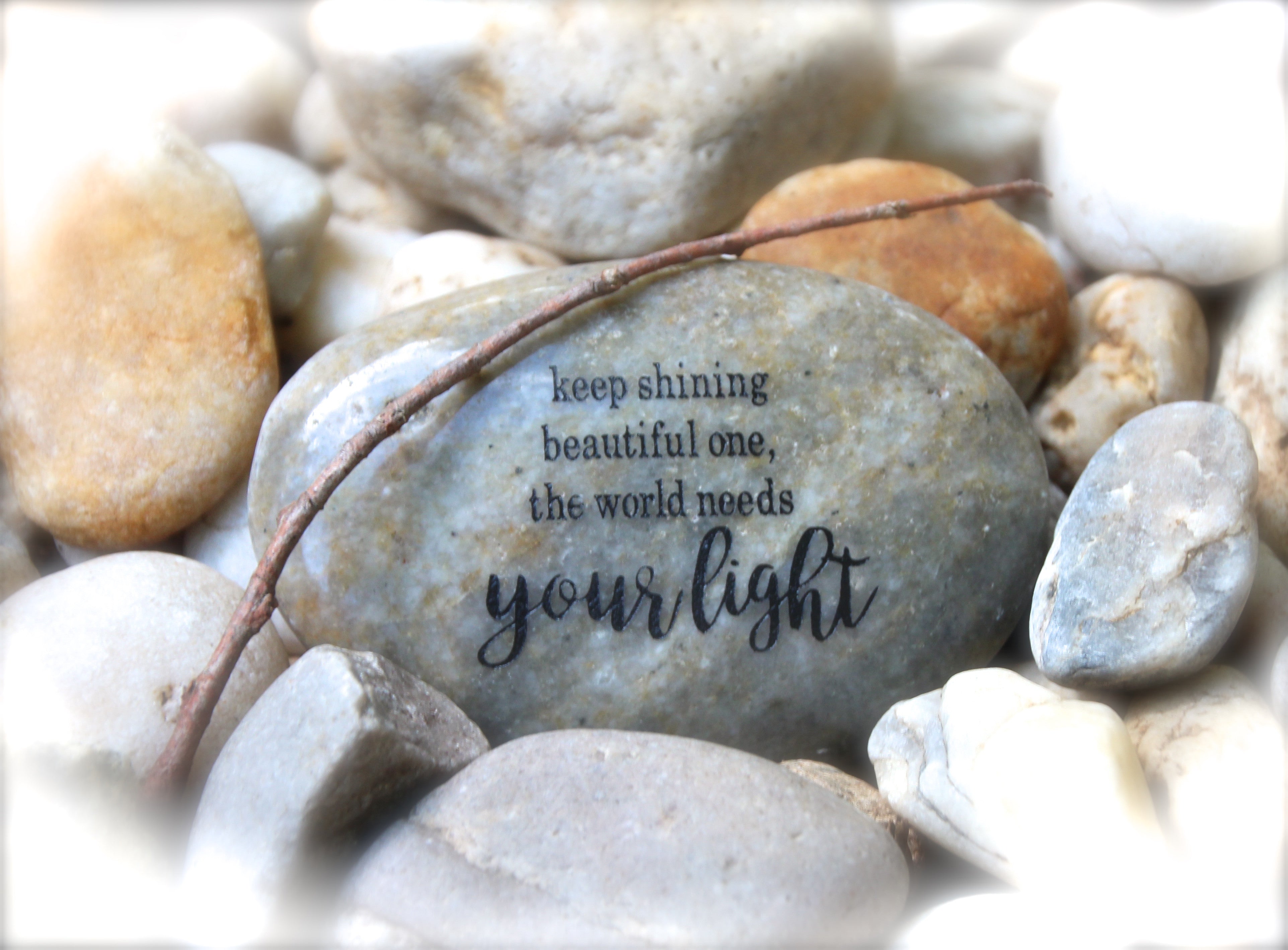 Inspirational Quotes Engraved Rock. Unique Thinking of You Gift.