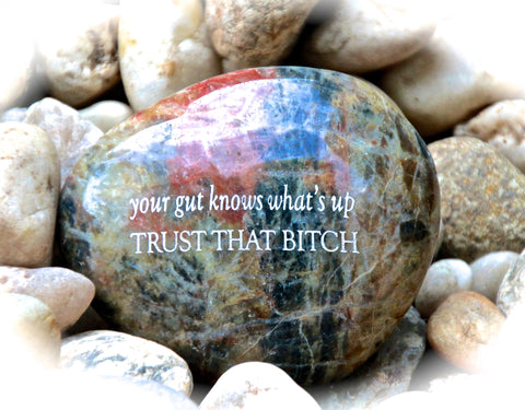 Your Gut Knows What's Up, Trust That Bitch ~ Engraved Rock