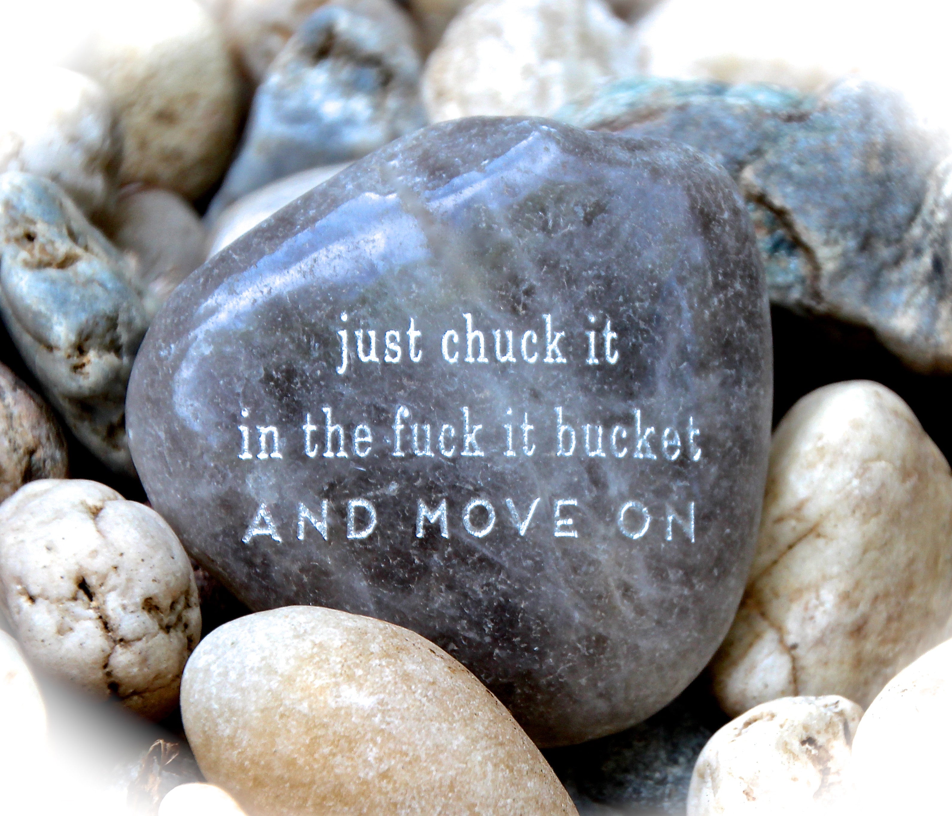 Just Chuck It In The Fuck It Bucket And Move On Engraved Rock