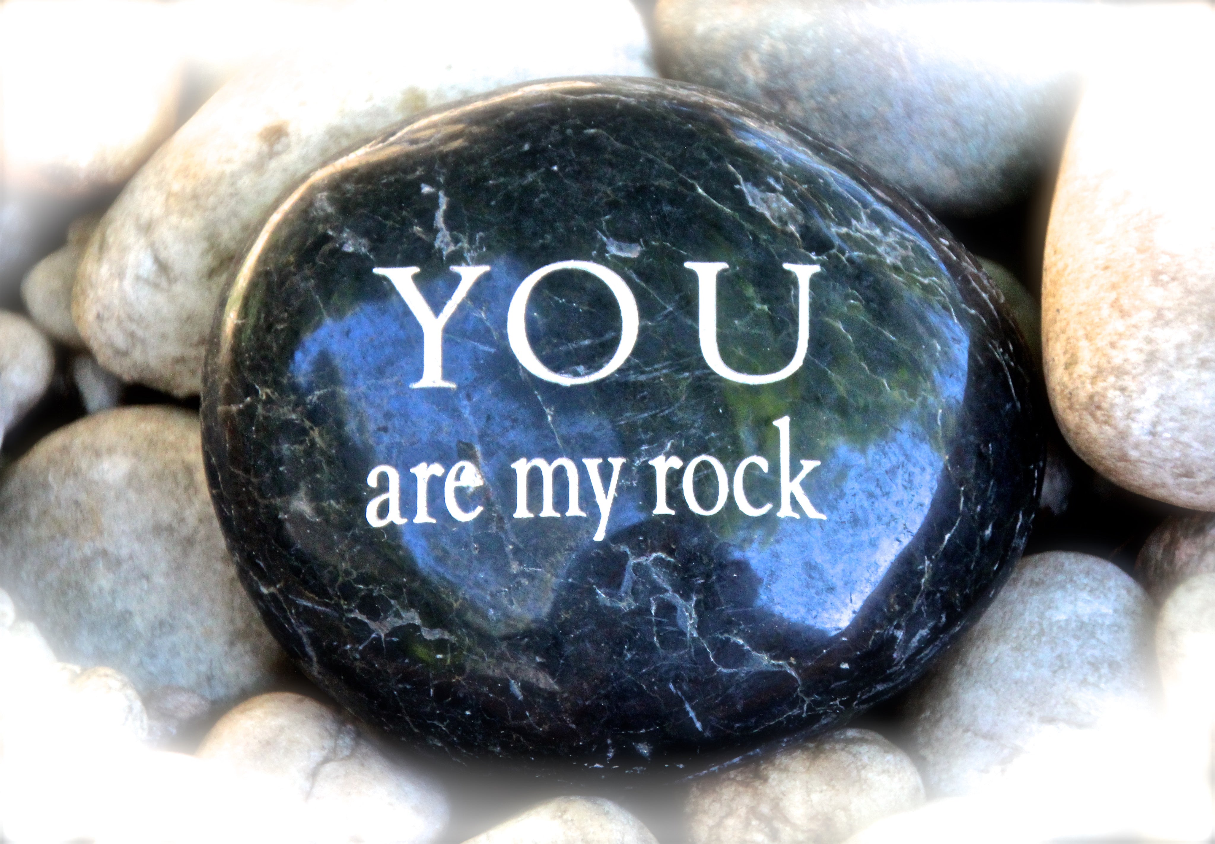 You Are My Rock Engraved Stone Quote