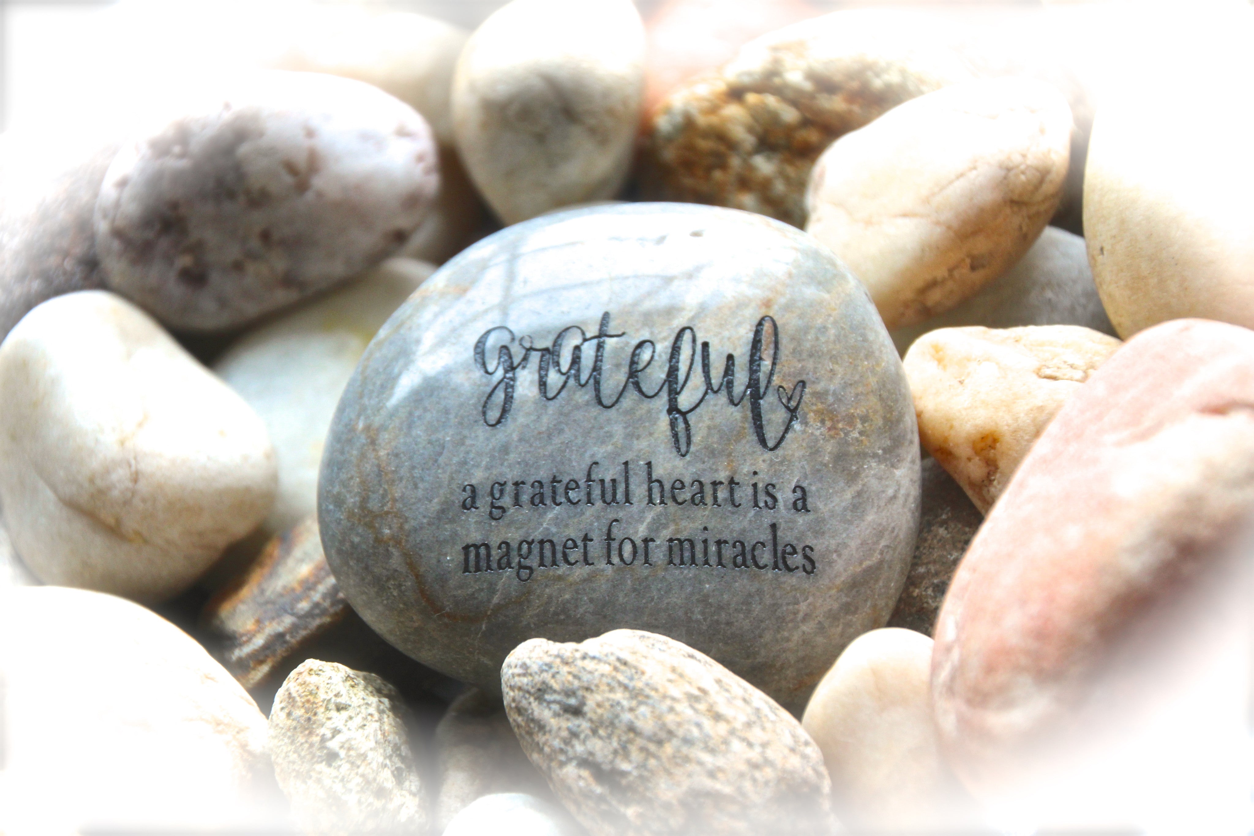 Grateful Heart Engraved Rock Inspirational Message2