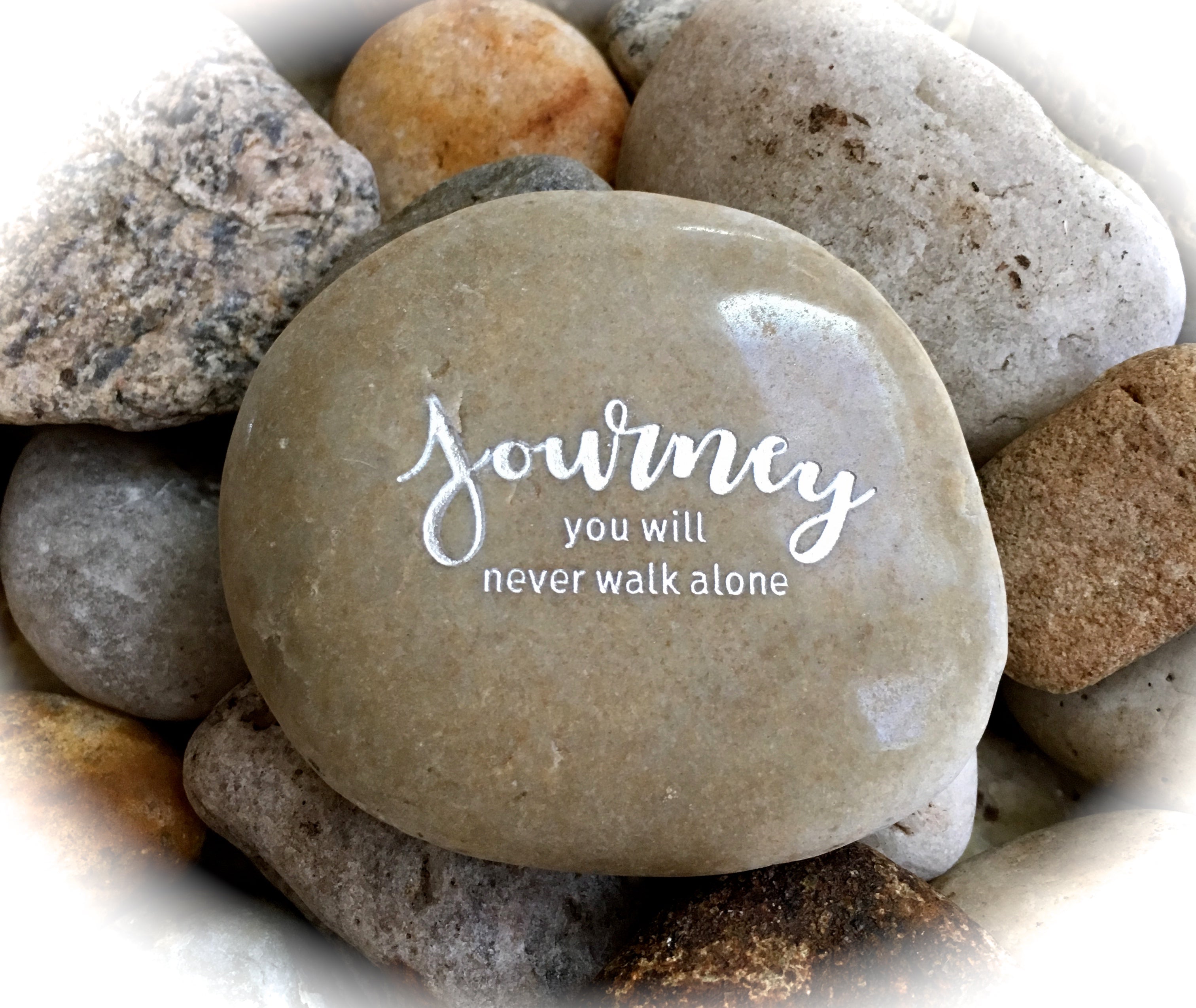 Journey You Will Never Walk Alone ~ Engraved Inspirational Rock