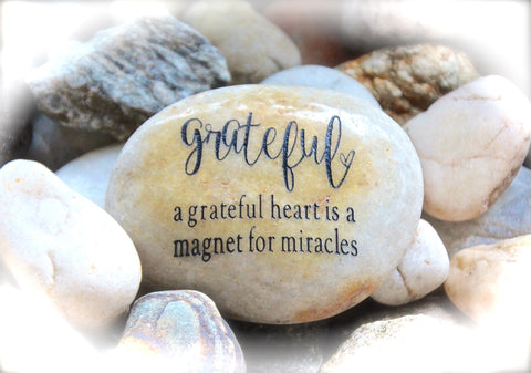 Grateful Heart Engraved Rock Inspirational Message